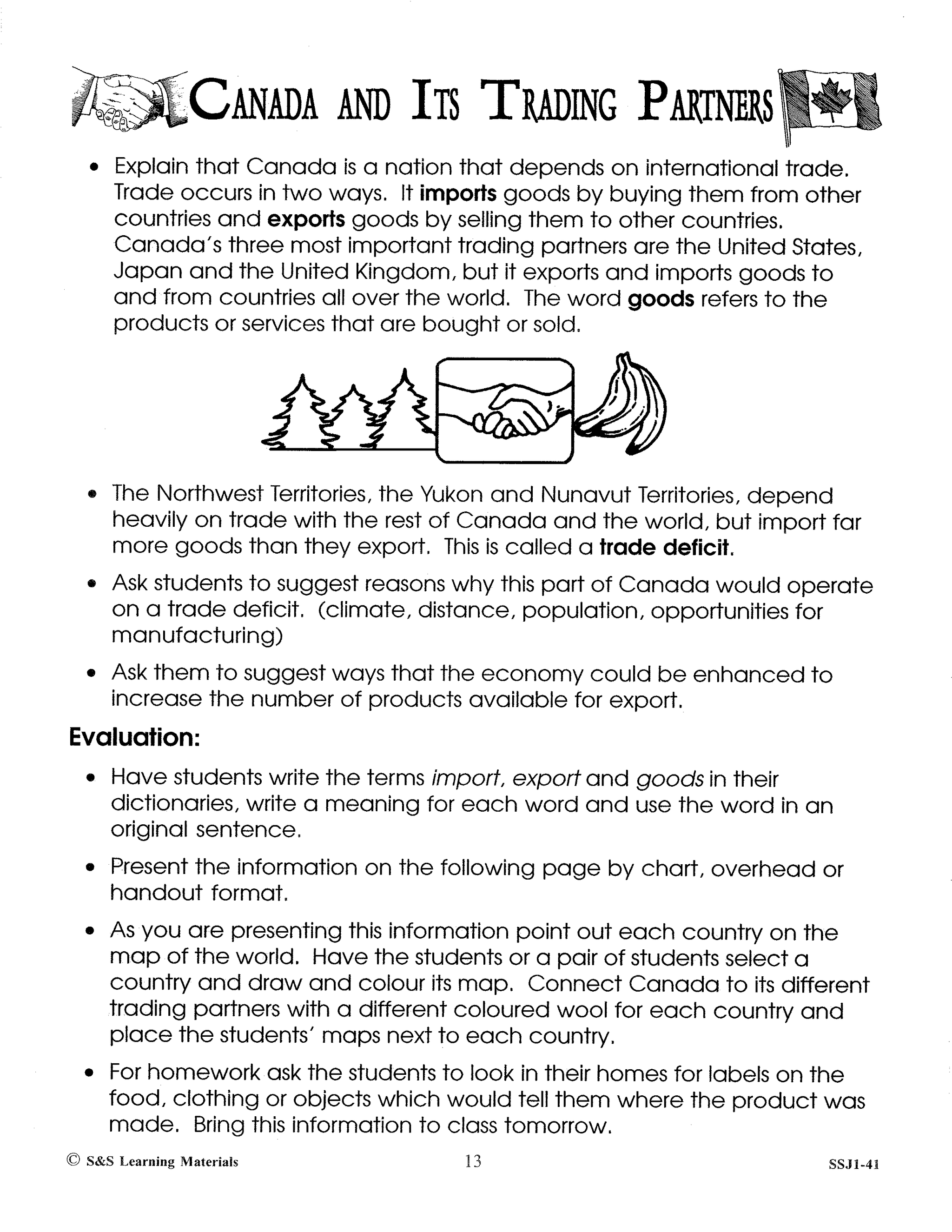 Canada and It's Trading Partners Grades 6-8