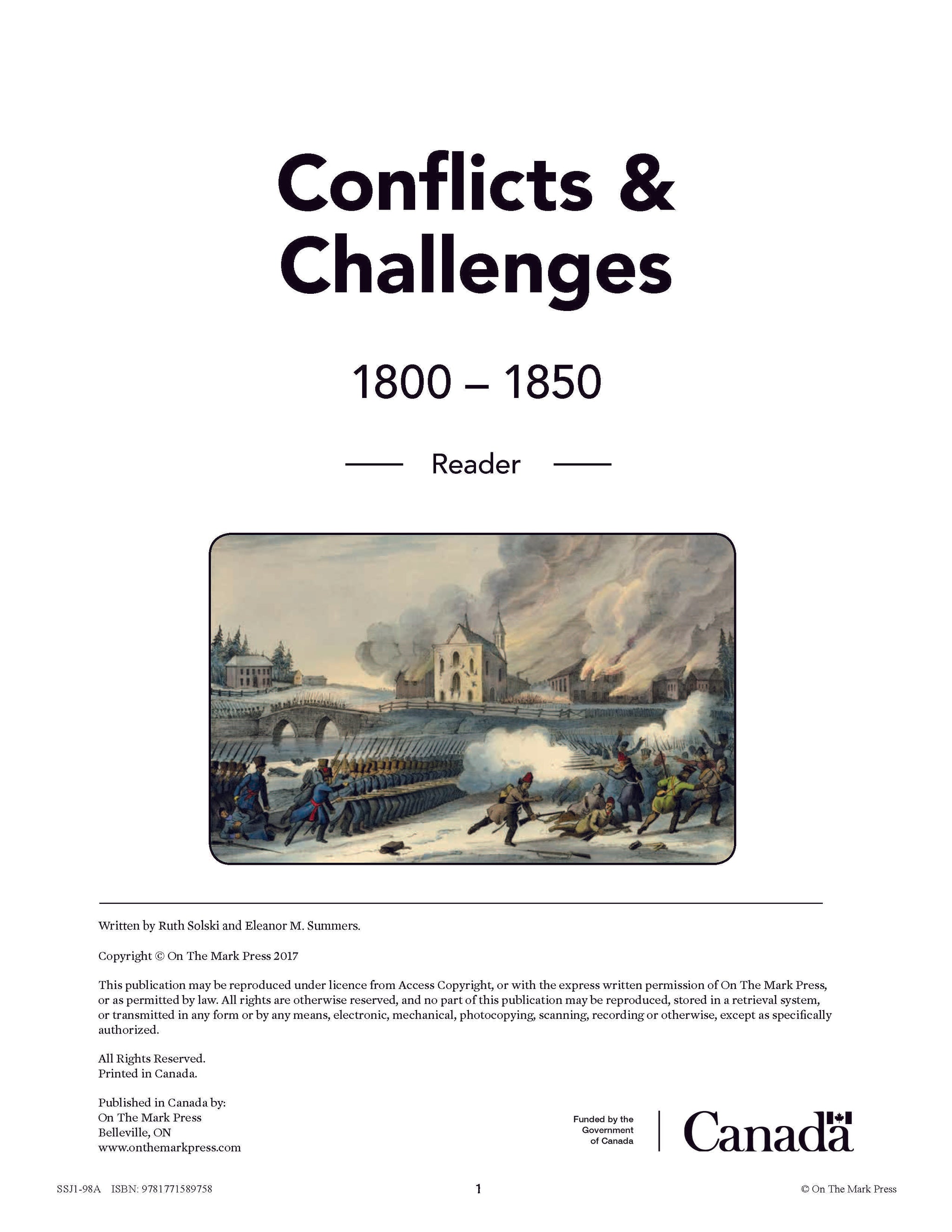 Conflicts & Challenges - Canada 1800-1850 Grade 7 - 10/pk Readers