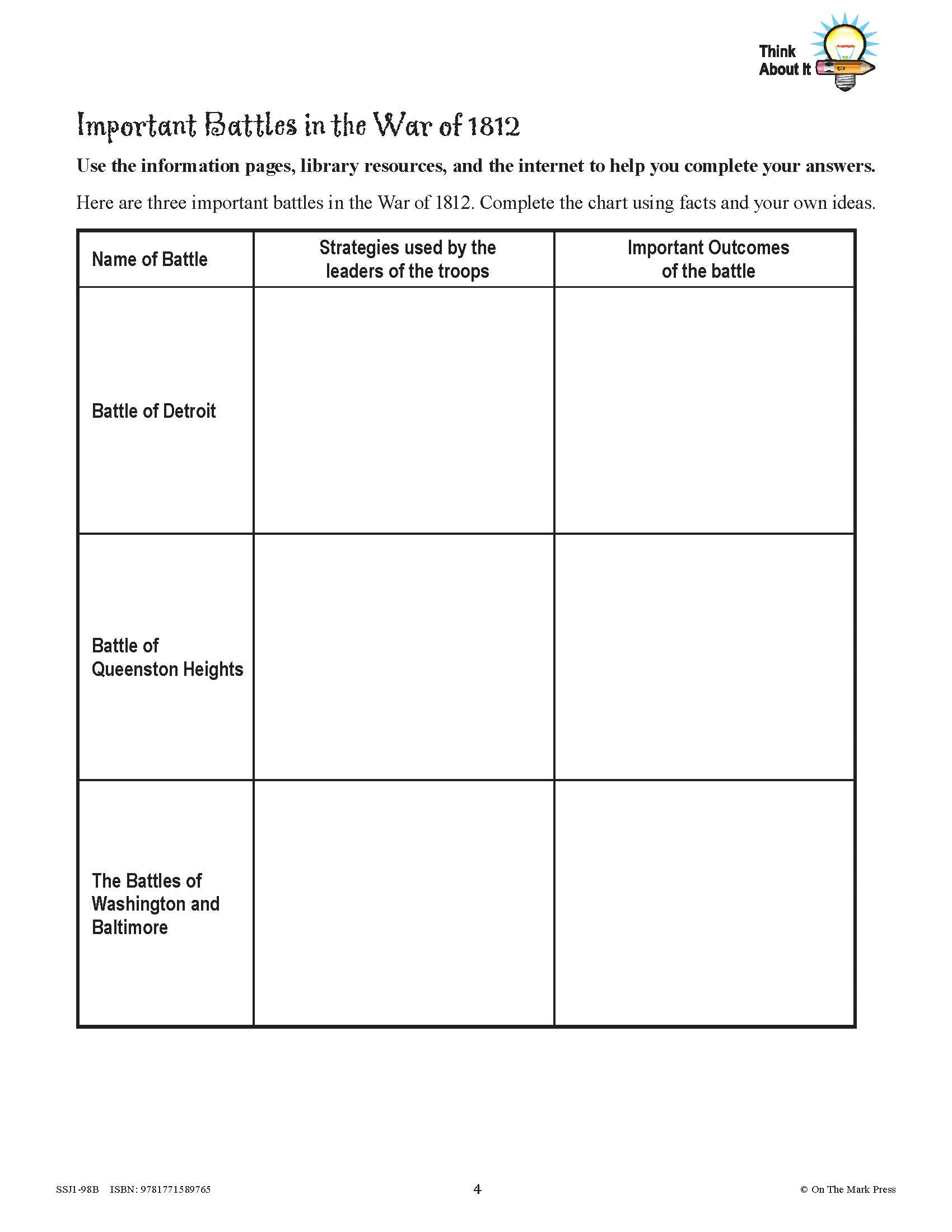 Conflicts & Challenges - Canada 1800-1850 Grade 7 - 10/pk workbooks
