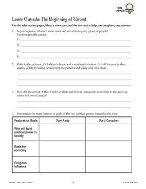 Conflicts & Challenges - Canada 1800-1850 Grade 7 - 10/pk workbooks