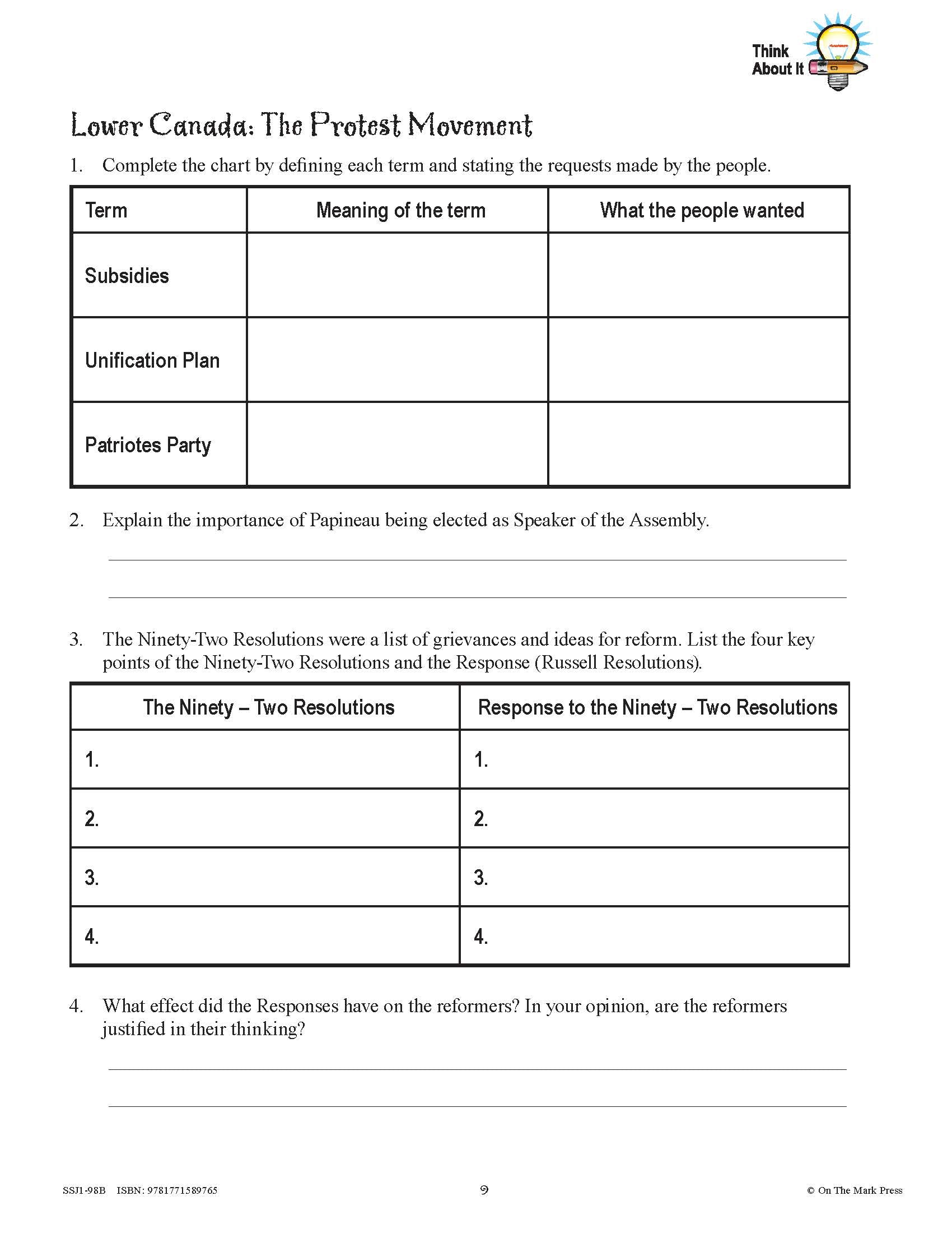 Conflicts & Challenges - Canada 1800-1850 Grade 7 - 10/pk workbooks