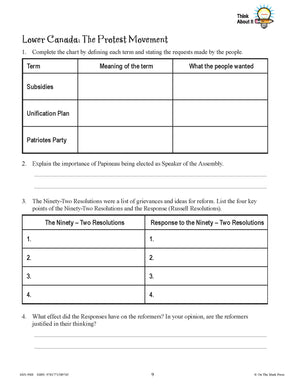 Conflicts & Challenges - Canada 1800-1850 Grade 7 - 10/pk workbooks