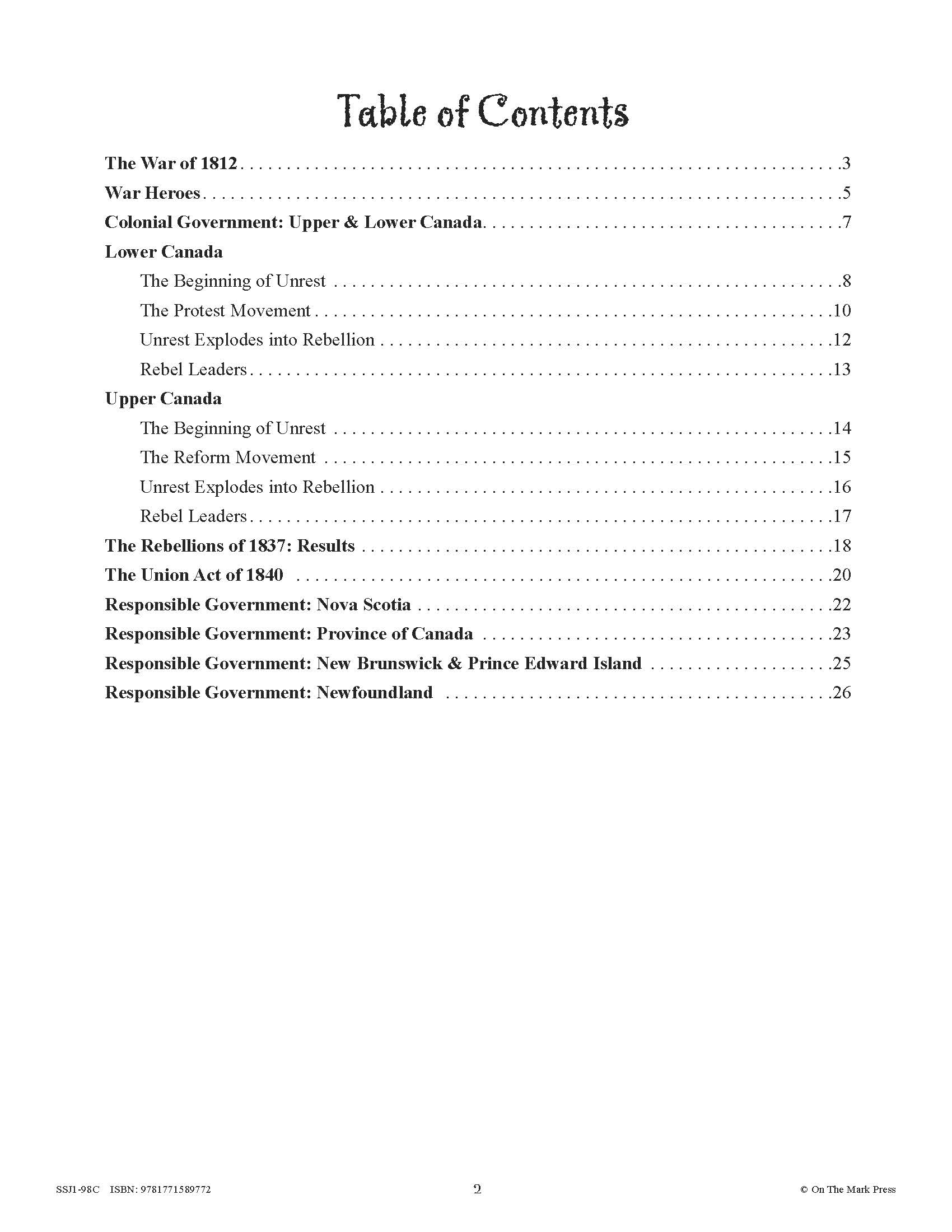 Conflicts & Challenges - Canada 1800-1850 Grade 7 - 10/pk HI/LO workbooks