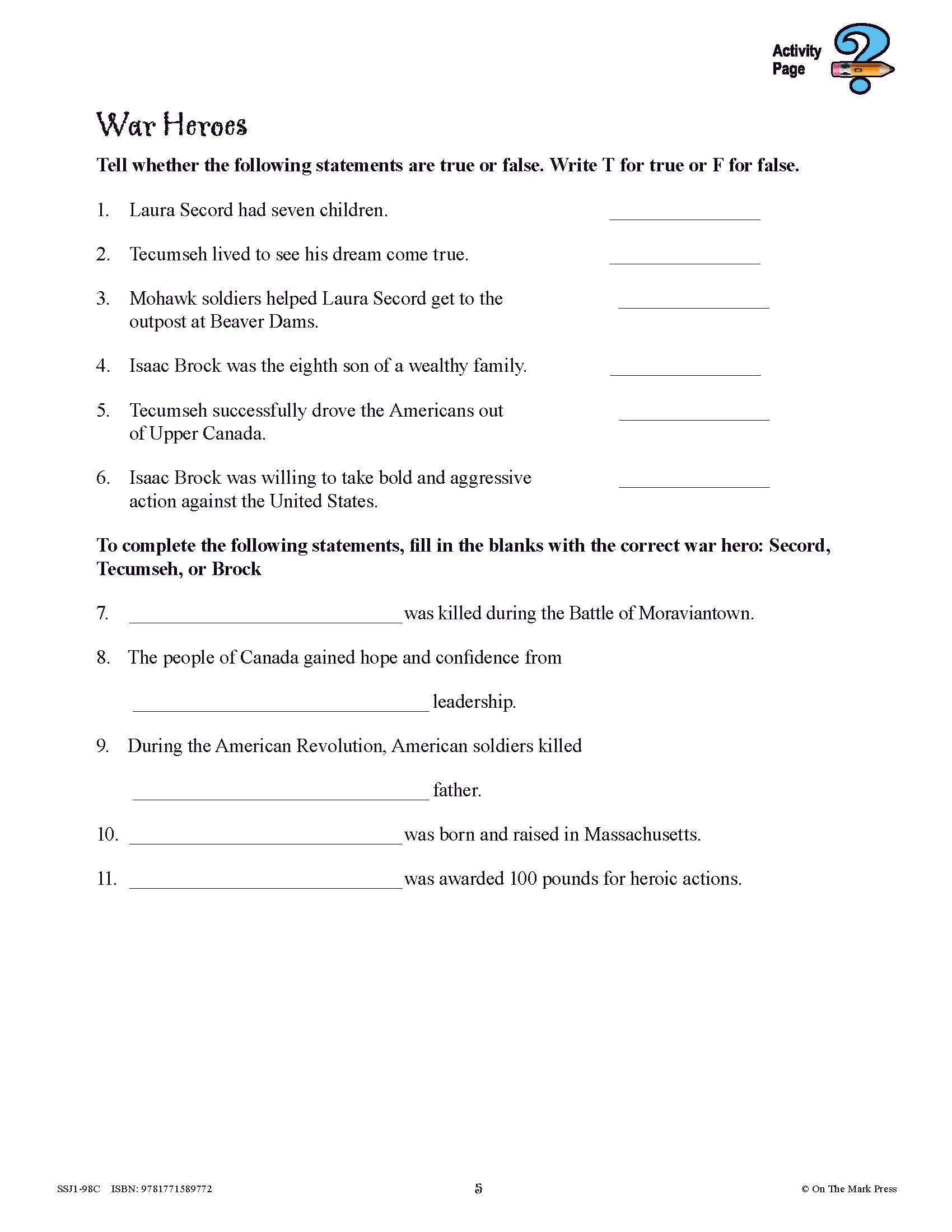 Conflicts & Challenges - Canada 1800-1850 Grade 7 - 10/pk HI/LO workbooks