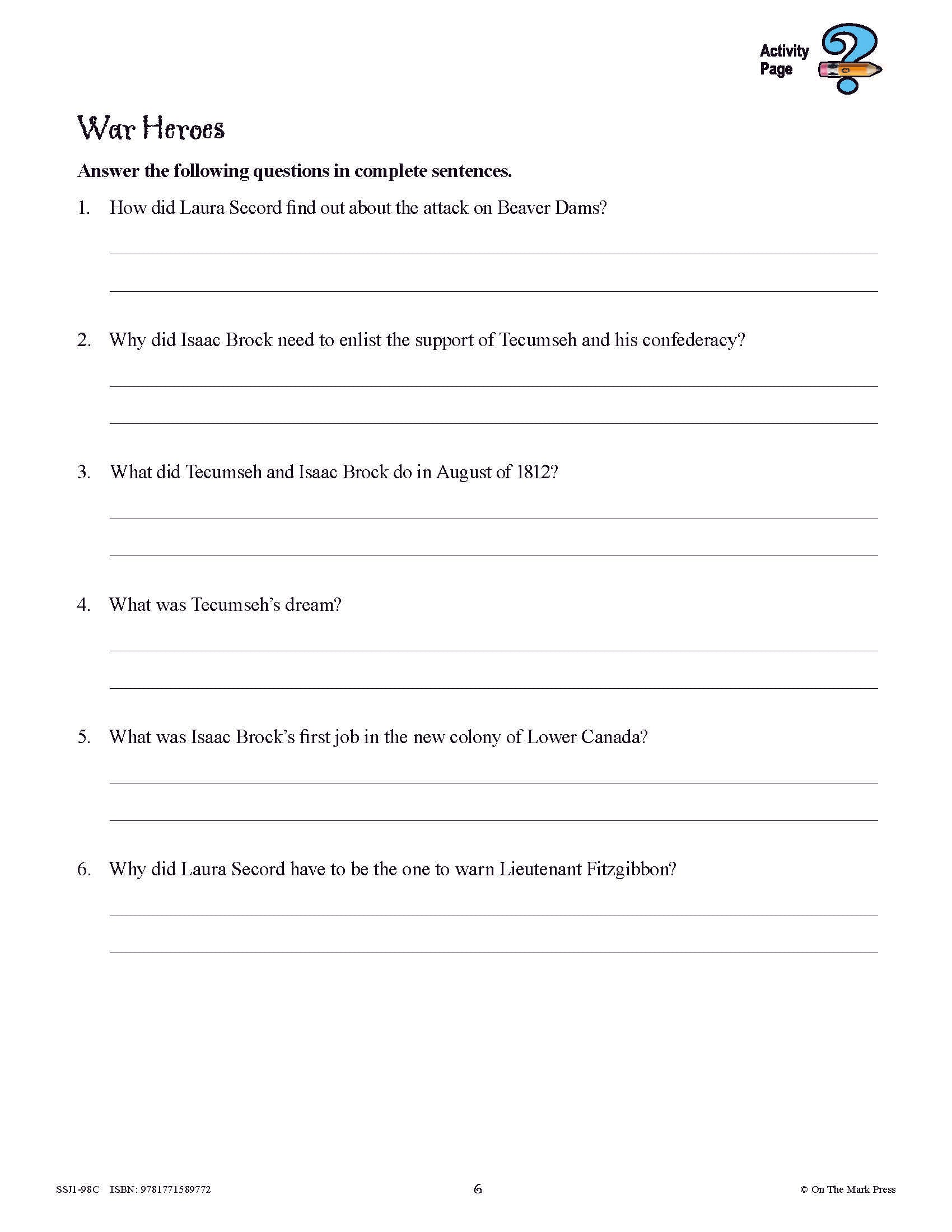 Conflicts & Challenges - Canada 1800-1850 Grade 7 - 10/pk HI/LO workbooks