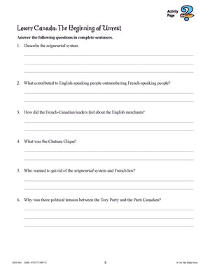 Conflicts & Challenges - Canada 1800-1850 Grade 7 - 10/pk HI/LO workbooks