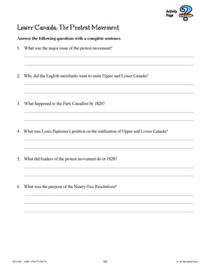 Conflicts & Challenges - Canada 1800-1850 Grade 7 - 10/pk HI/LO workbooks