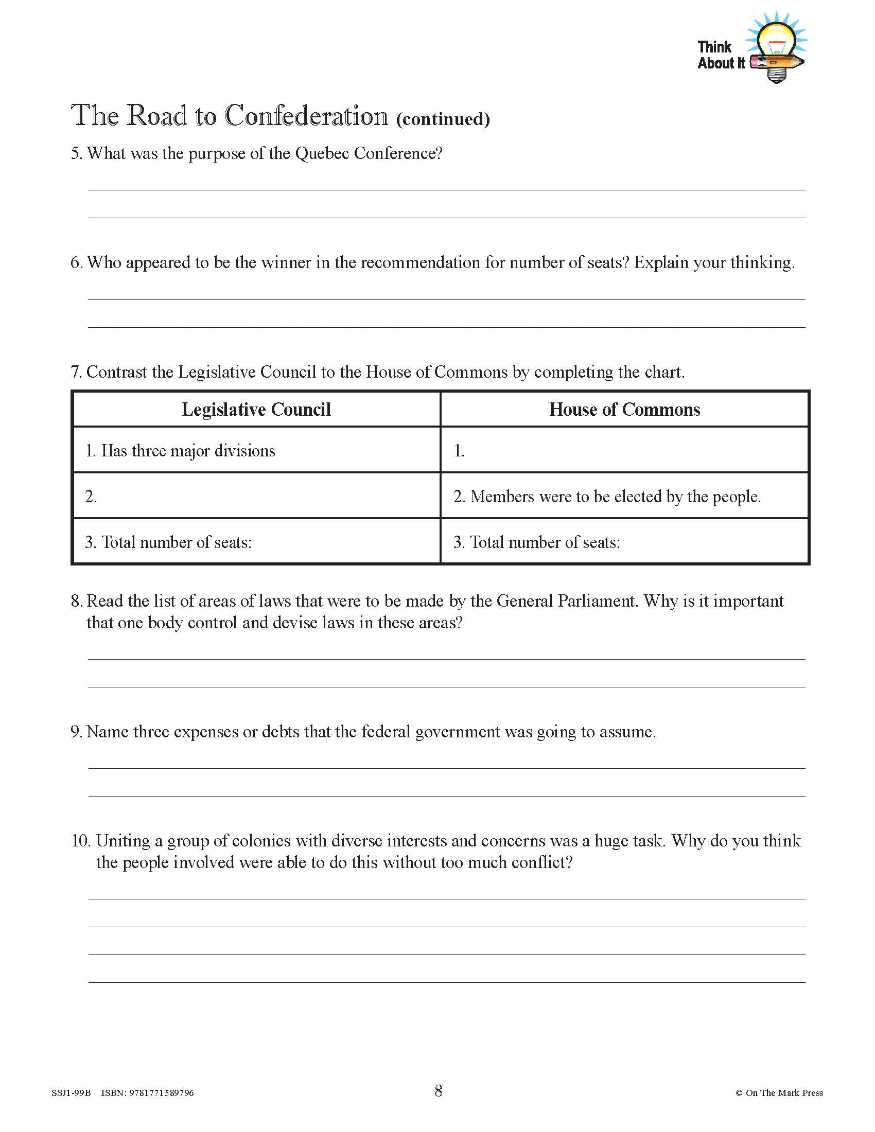 Creating Canada 1850-1890 Grade 8 - 10/pk workbooks