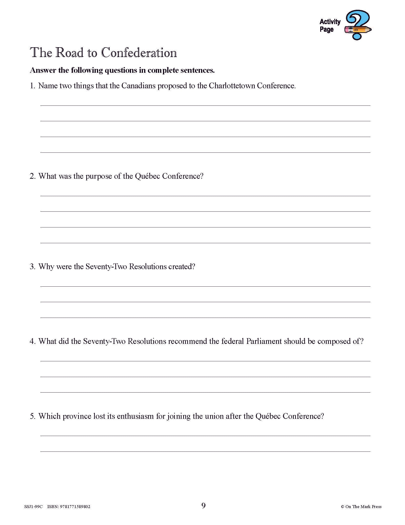 Creating Canada 1850-1890 Grade 8 -  10/pk HI/LO workbooks