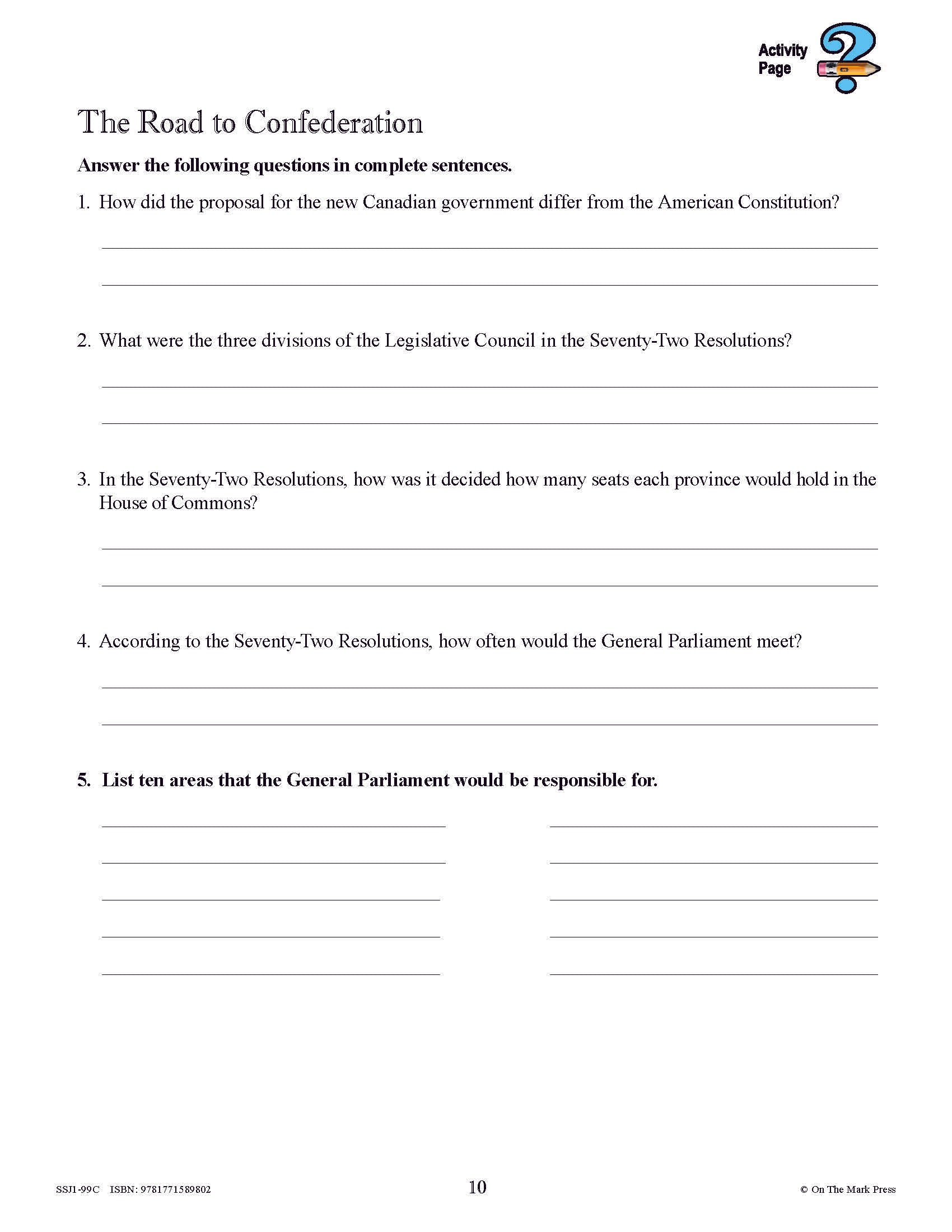 Creating Canada 1850-1890 Grade 8 -  10/pk HI/LO workbooks