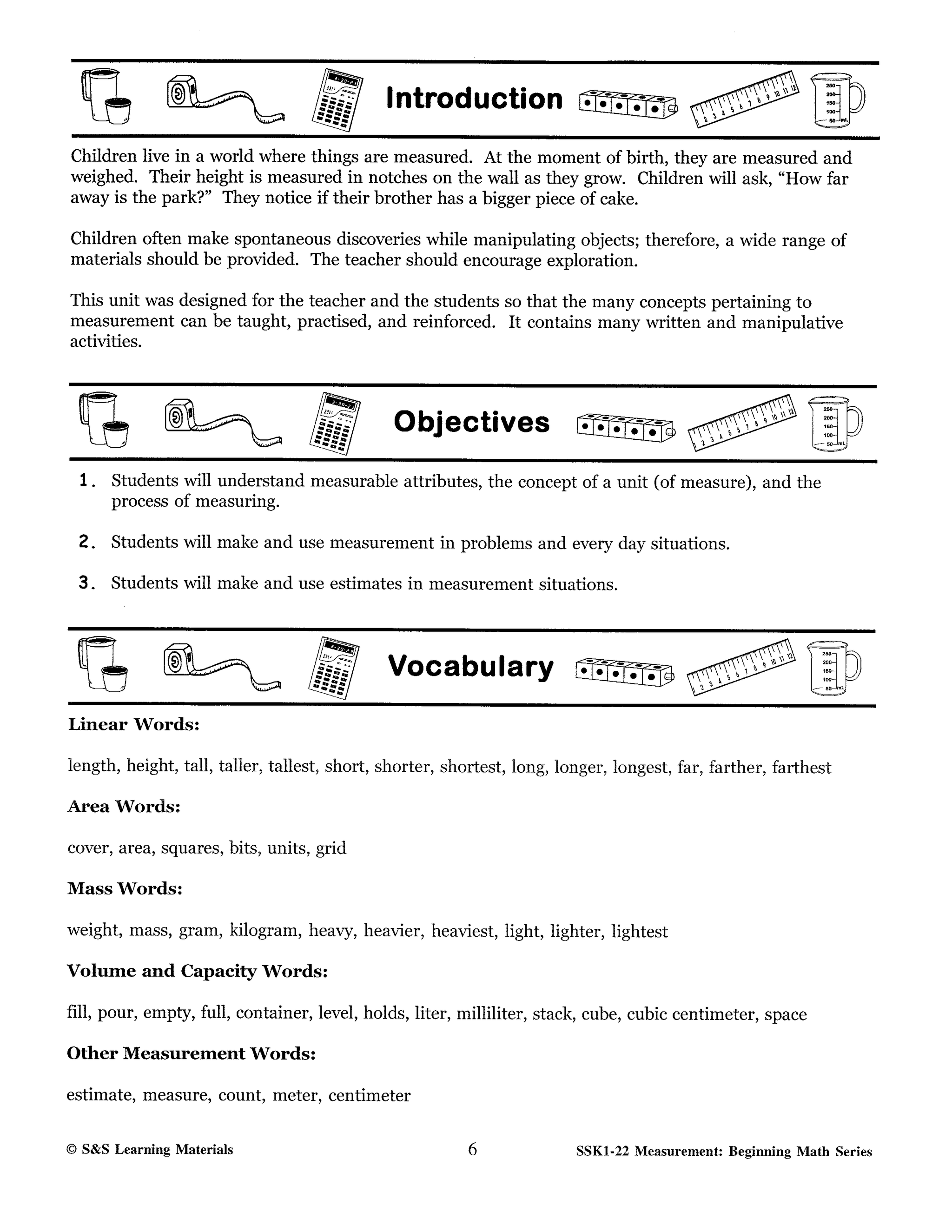 Canadian Measurement Worksheets Grades 1-3