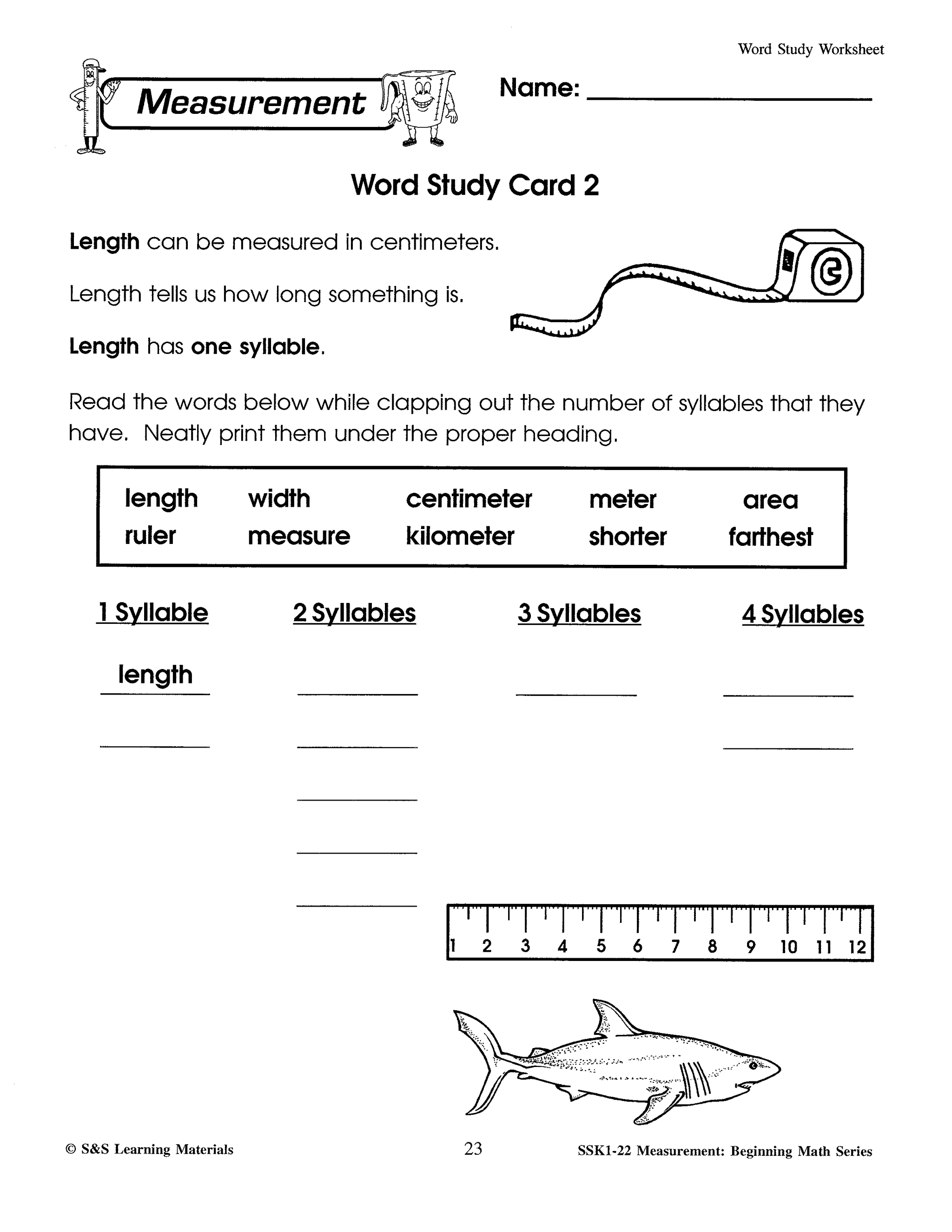 Canadian Measurement Worksheets Grades 1-3