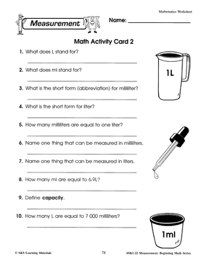 Canadian Measurement Worksheets Grades 1-3