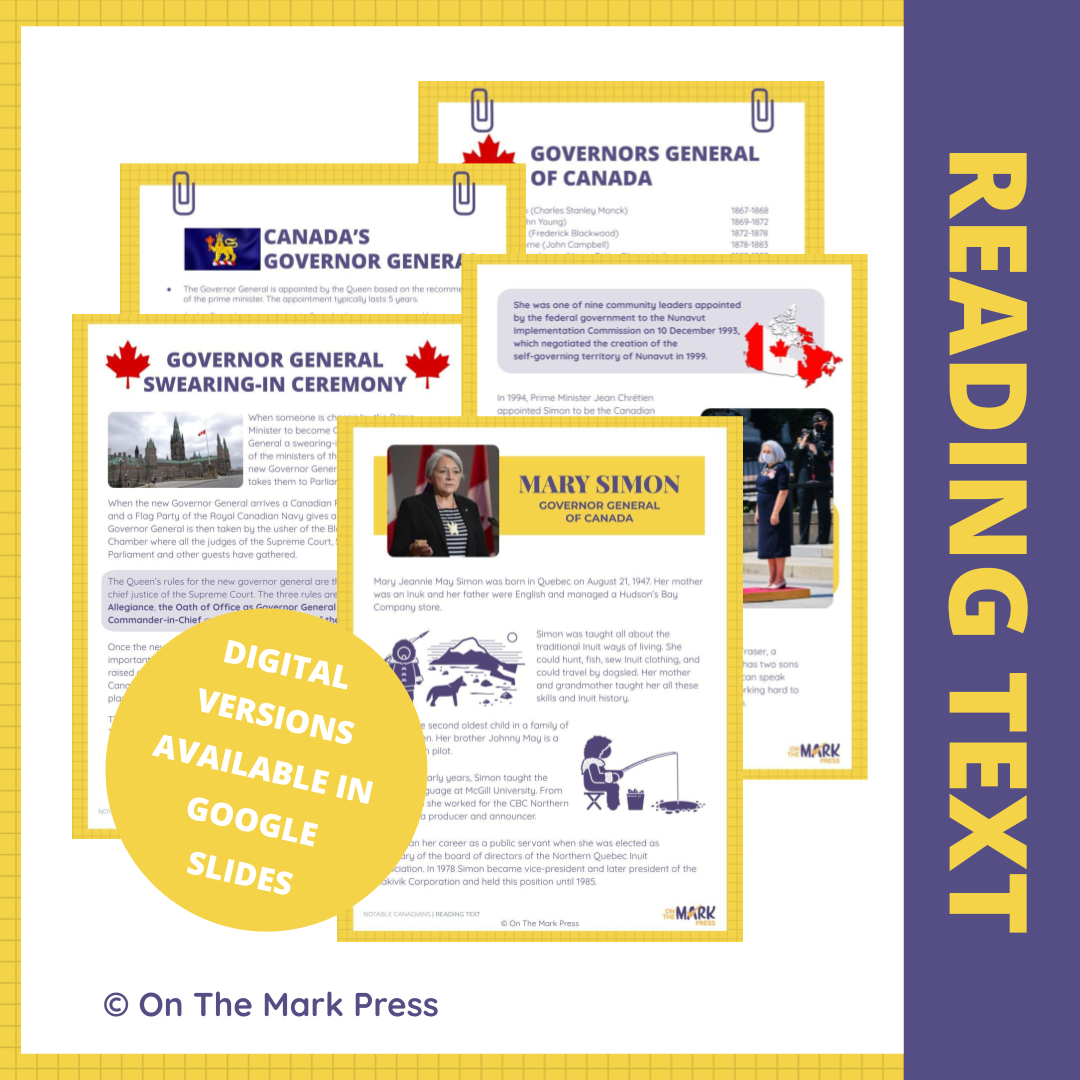 Mary Simon Canada's Governor General Google Slide & Printable Grades 4+