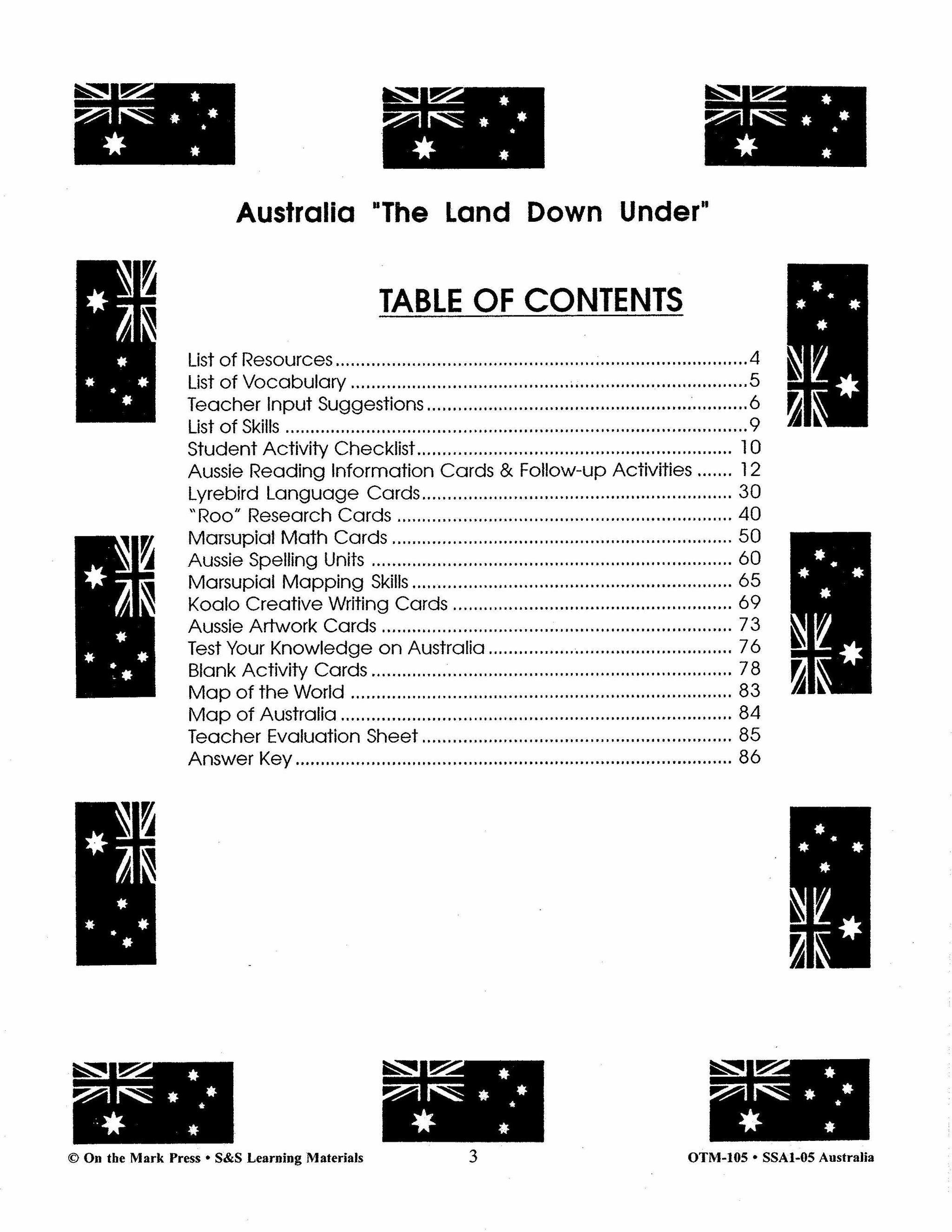 Australia "The Land Down Under" Grades 5-8