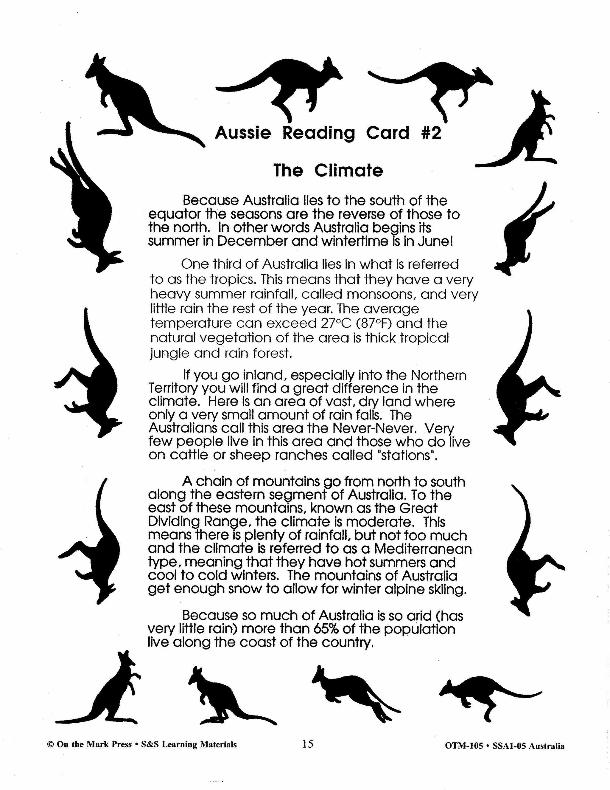 Australia "The Land Down Under" Grades 5-8