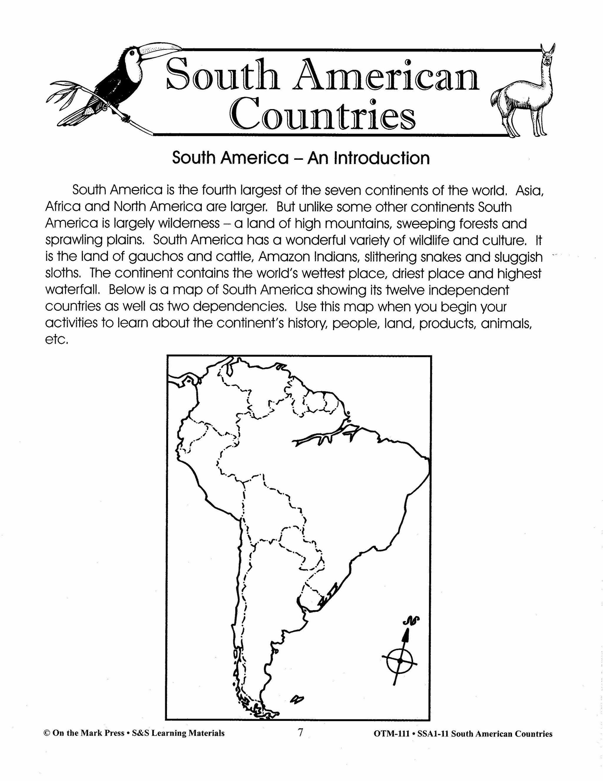 South American Countries Grades 4-6