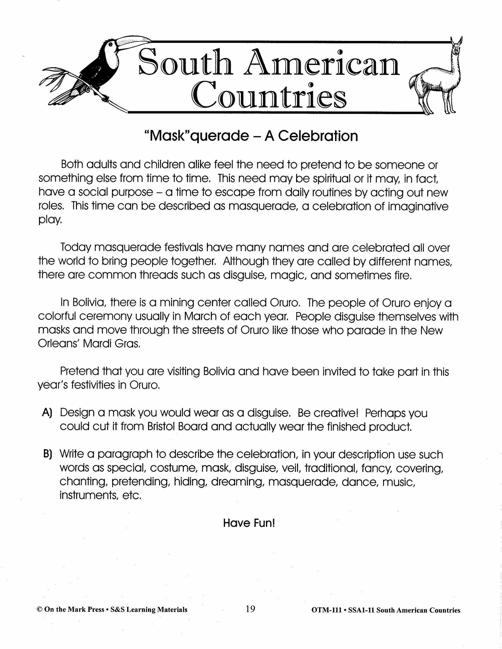 South American Countries Grades 4-6