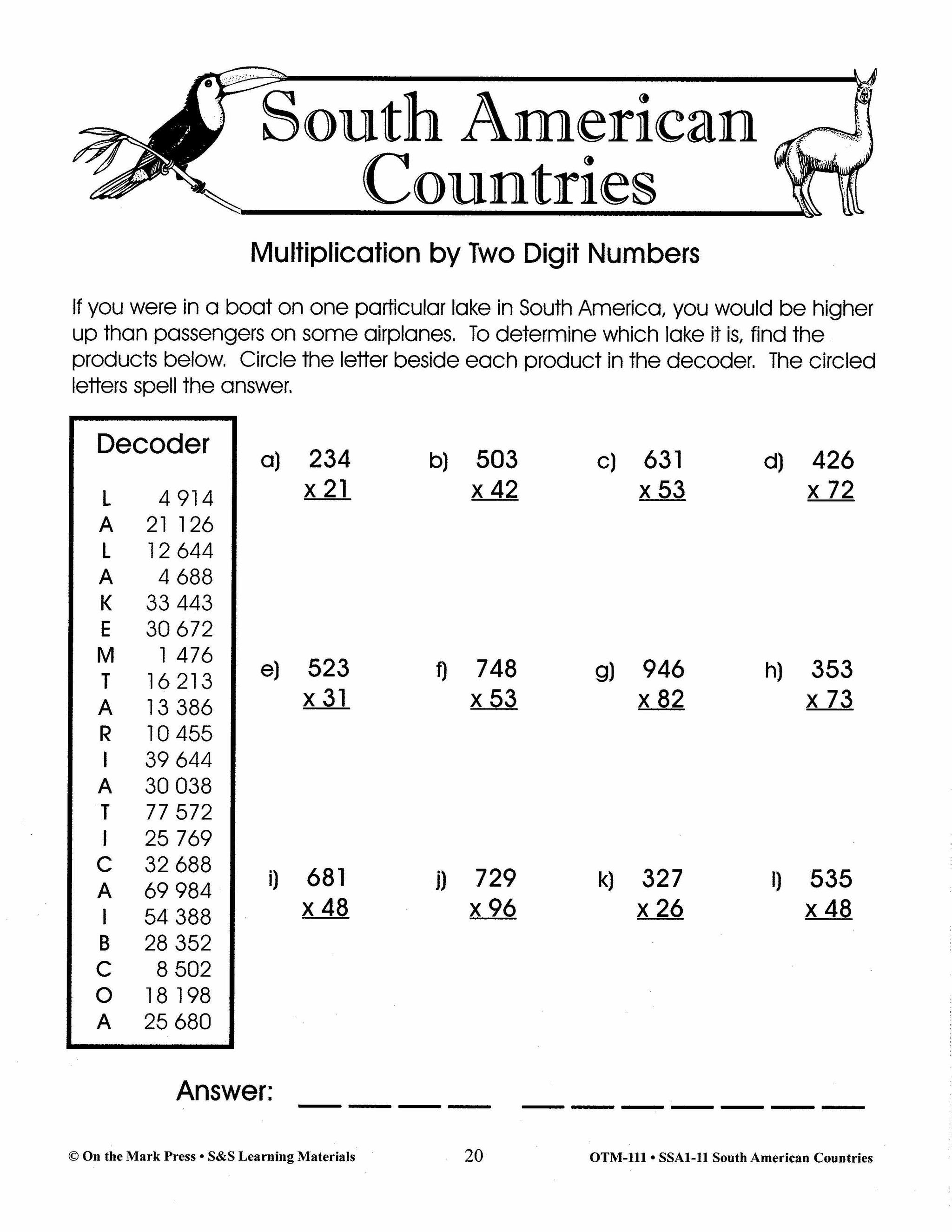 South American Countries Grades 4-6