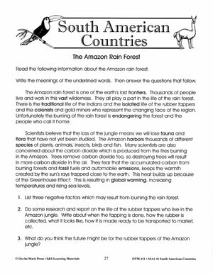 South American Countries Grades 4-6