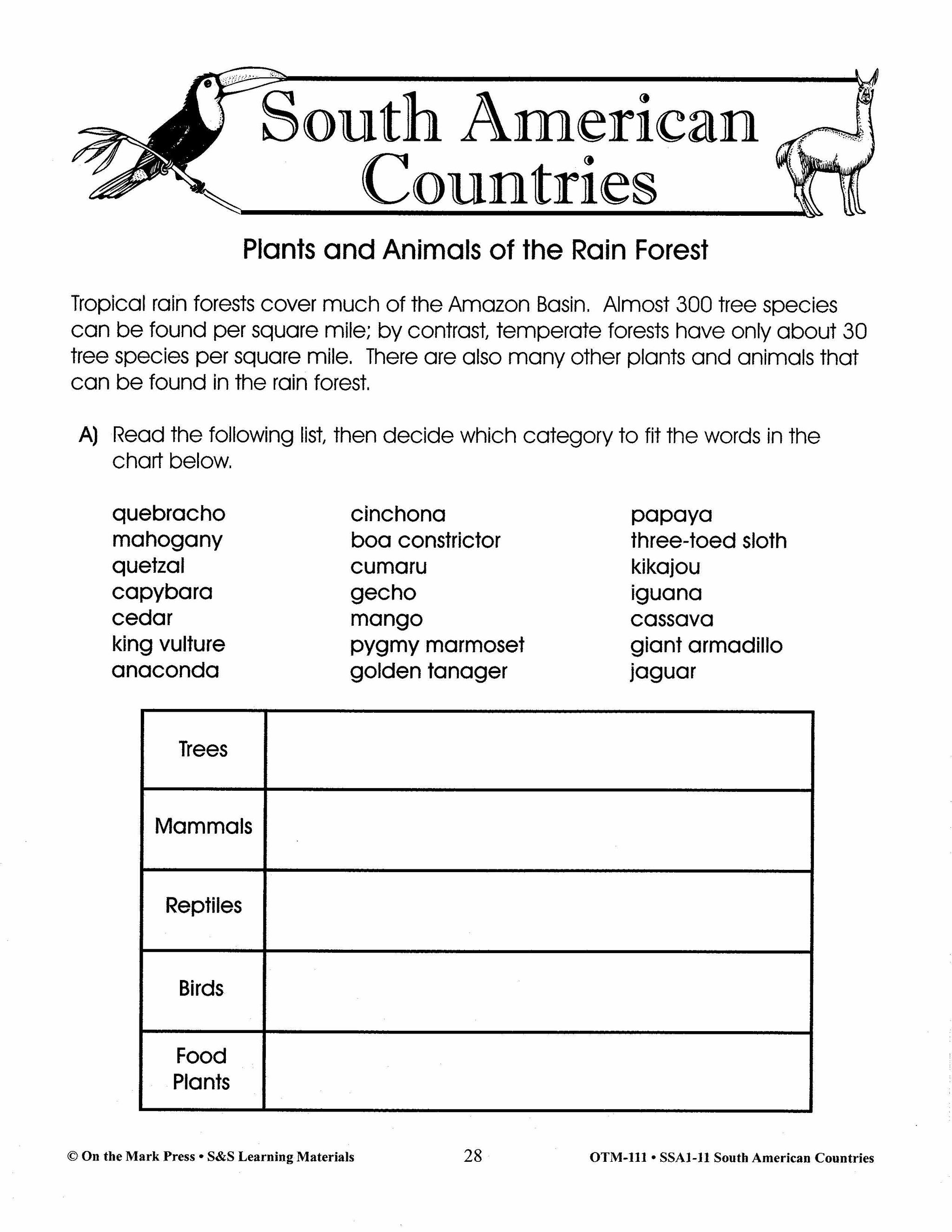 South American Countries Grades 4-6