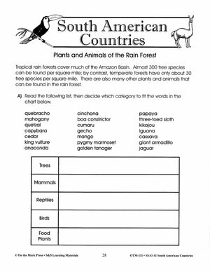 South American Countries Grades 4-6