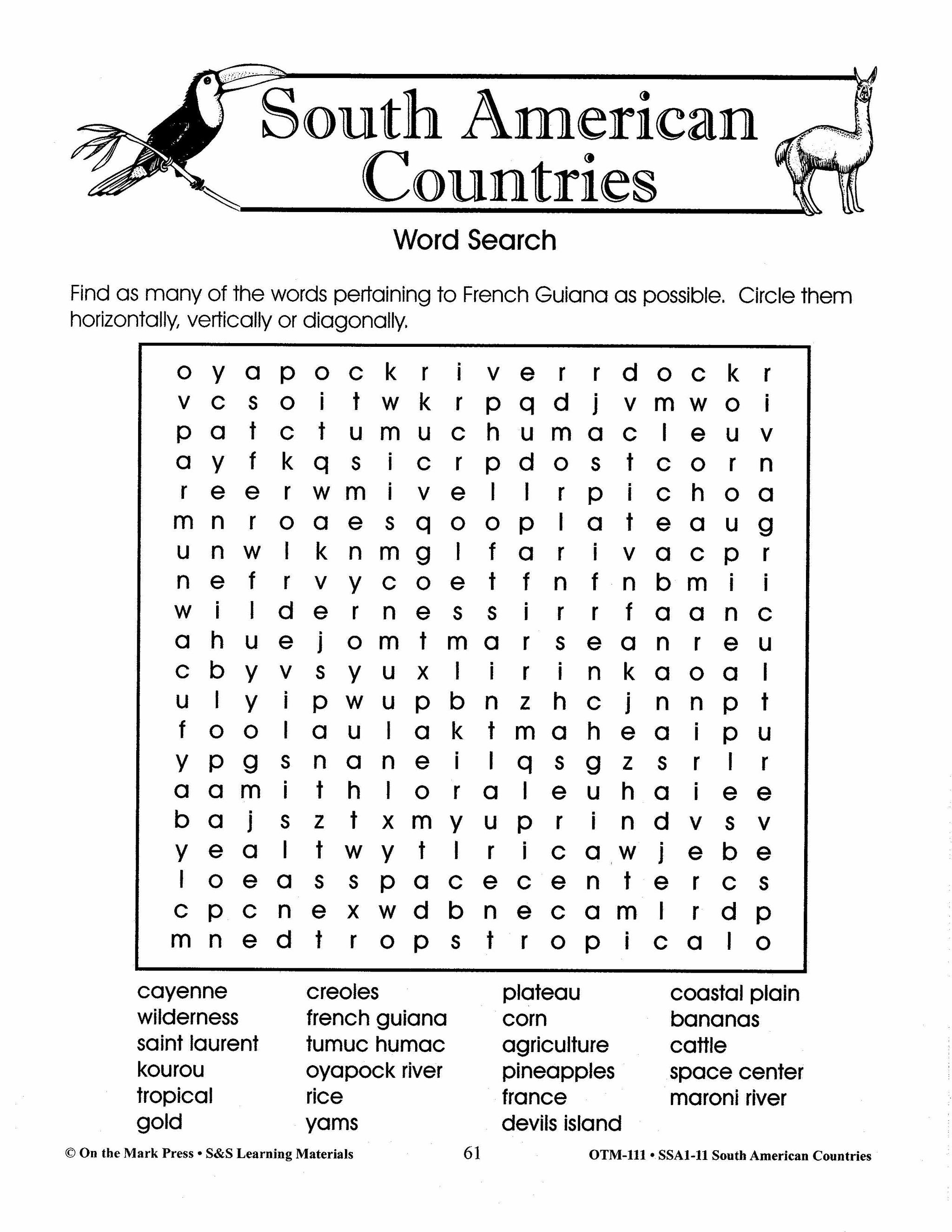 South American Countries Grades 4-6