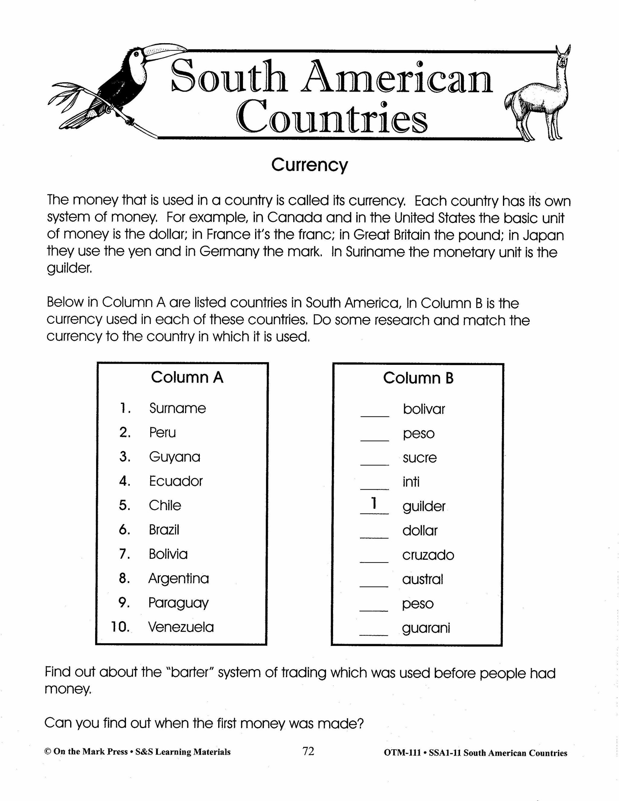 South American Countries Grades 4-6