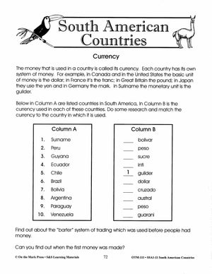 South American Countries Grades 4-6