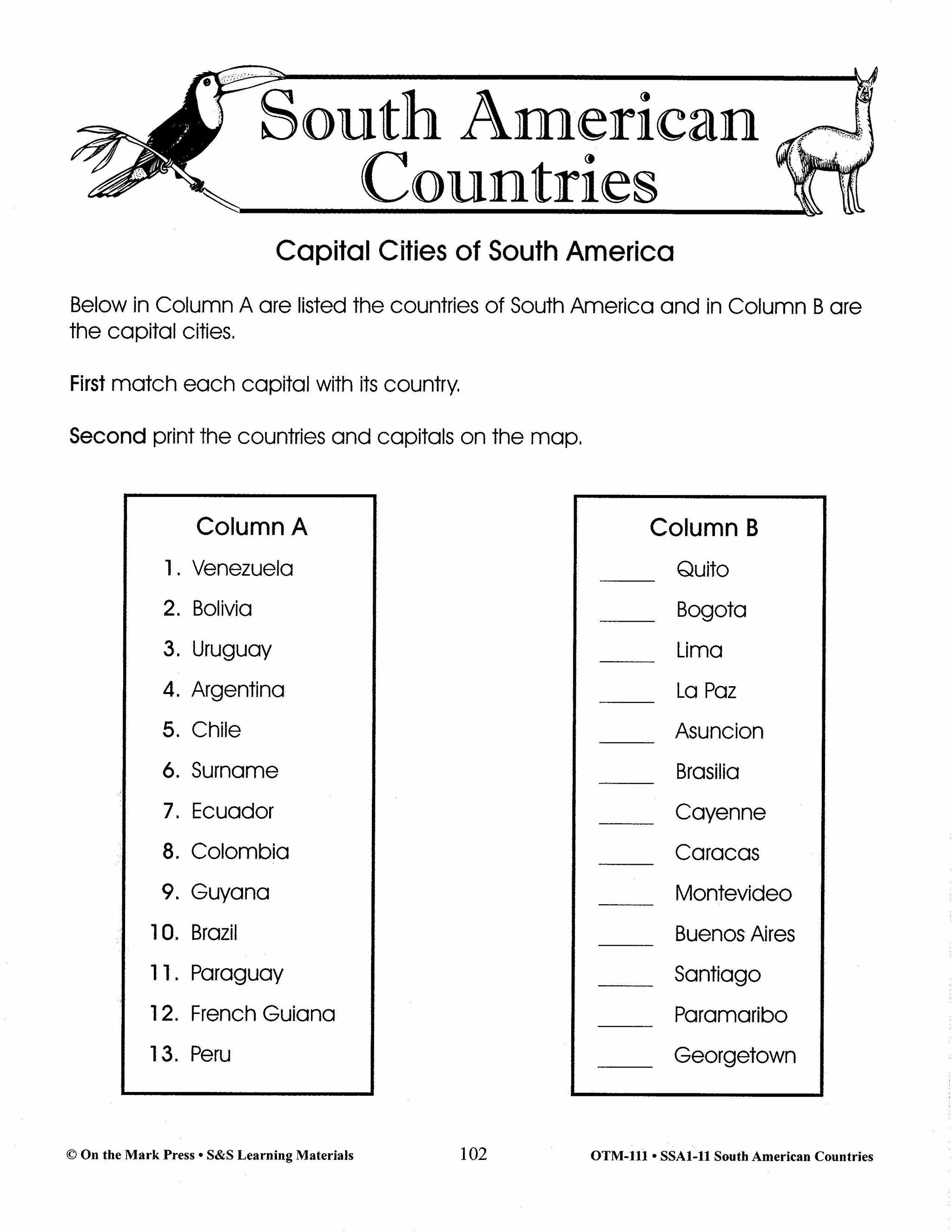 South American Countries Grades 4-6