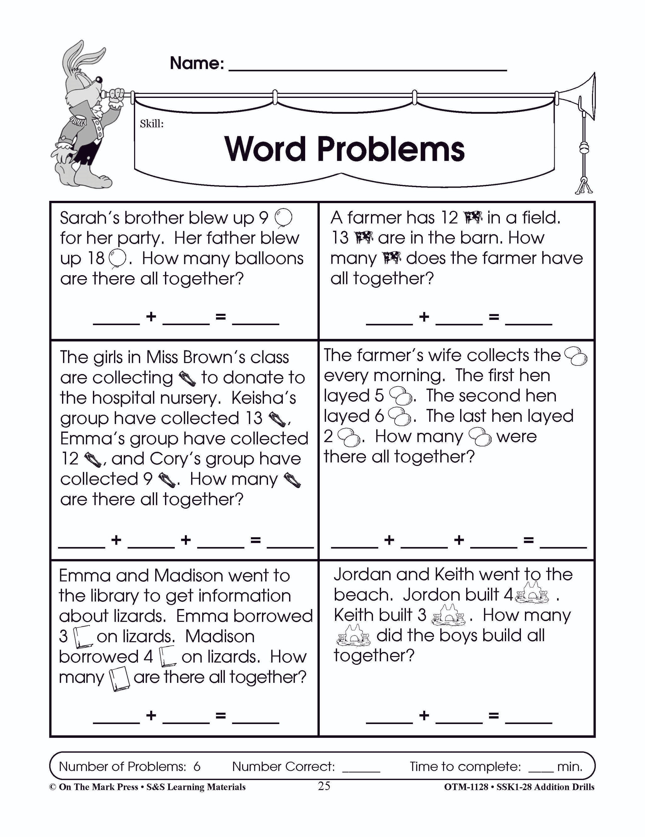 Addition Drills Grades 1-3
