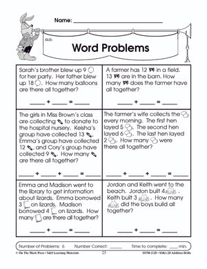 Addition Drills Grades 1-3
