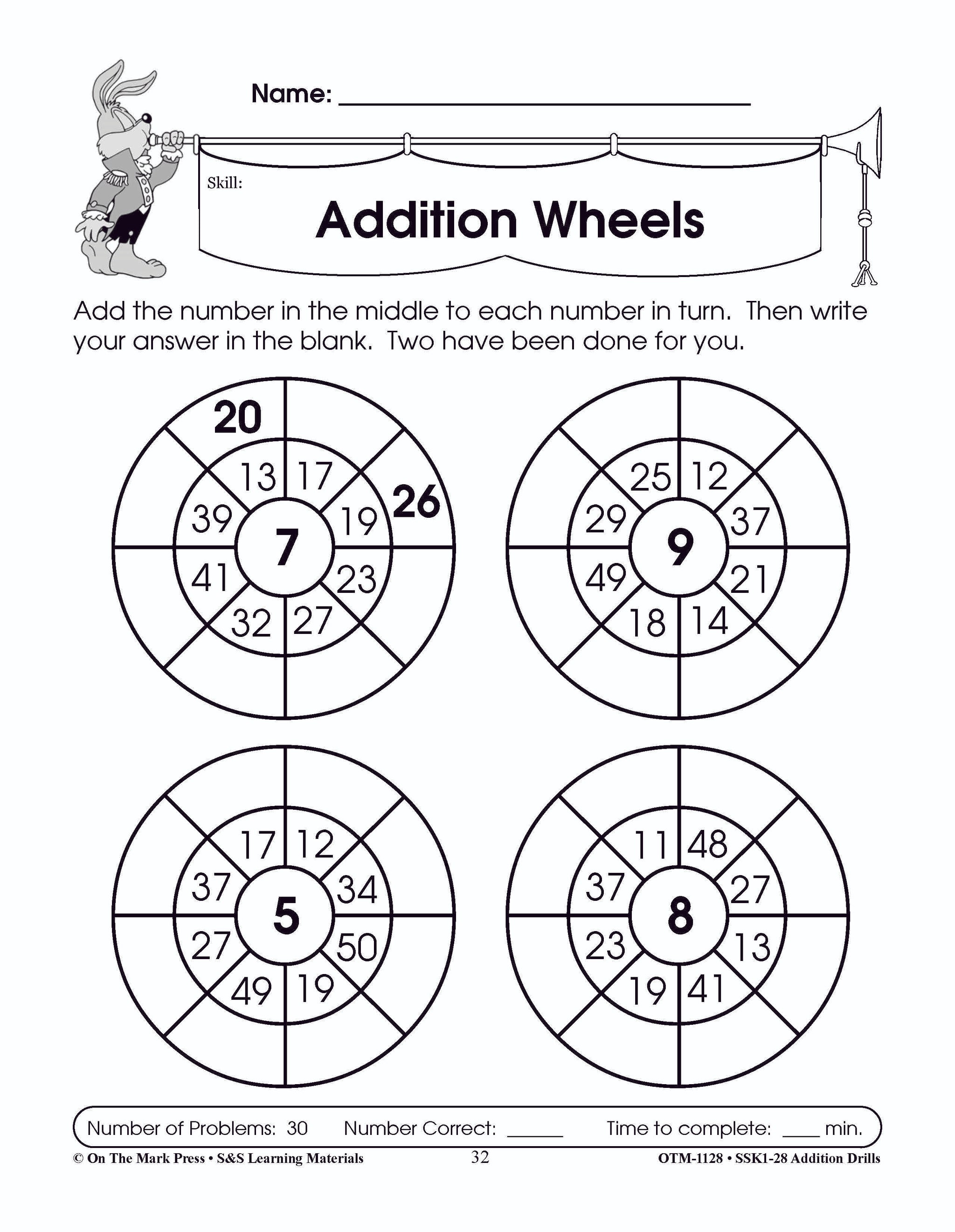Addition Drills Grades 1-3