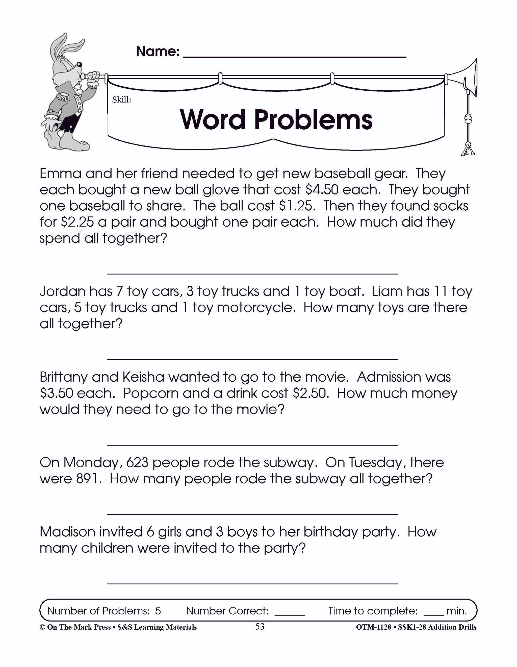 Addition Drills Grades 1-3