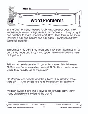 Addition Drills Grades 1-3