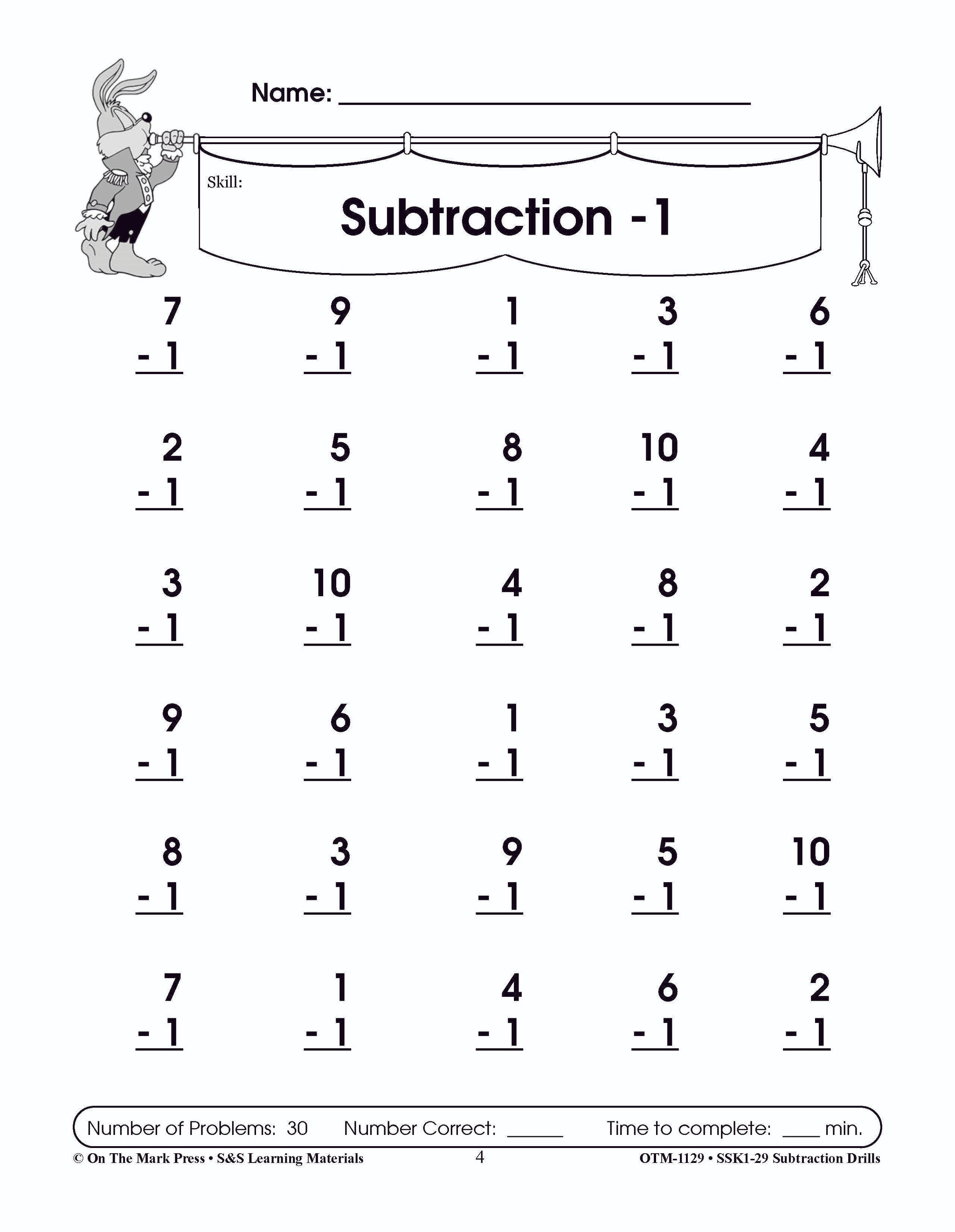 Subtraction Fact Drills Grades 1-3