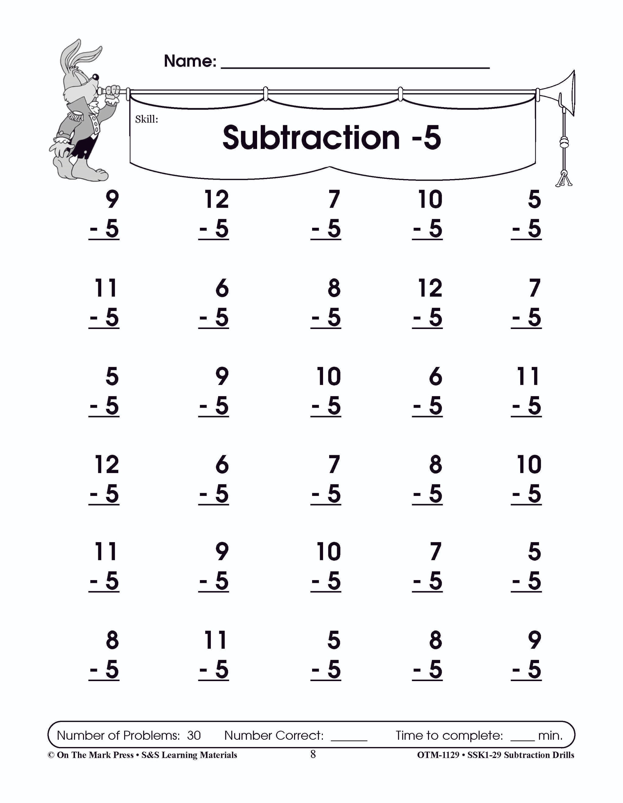 Subtraction Fact Drills Grades 1-3