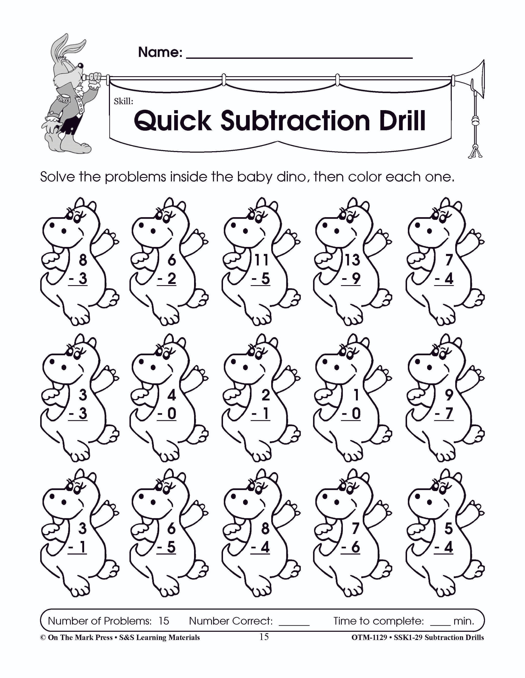 Subtraction Fact Drills Grades 1-3