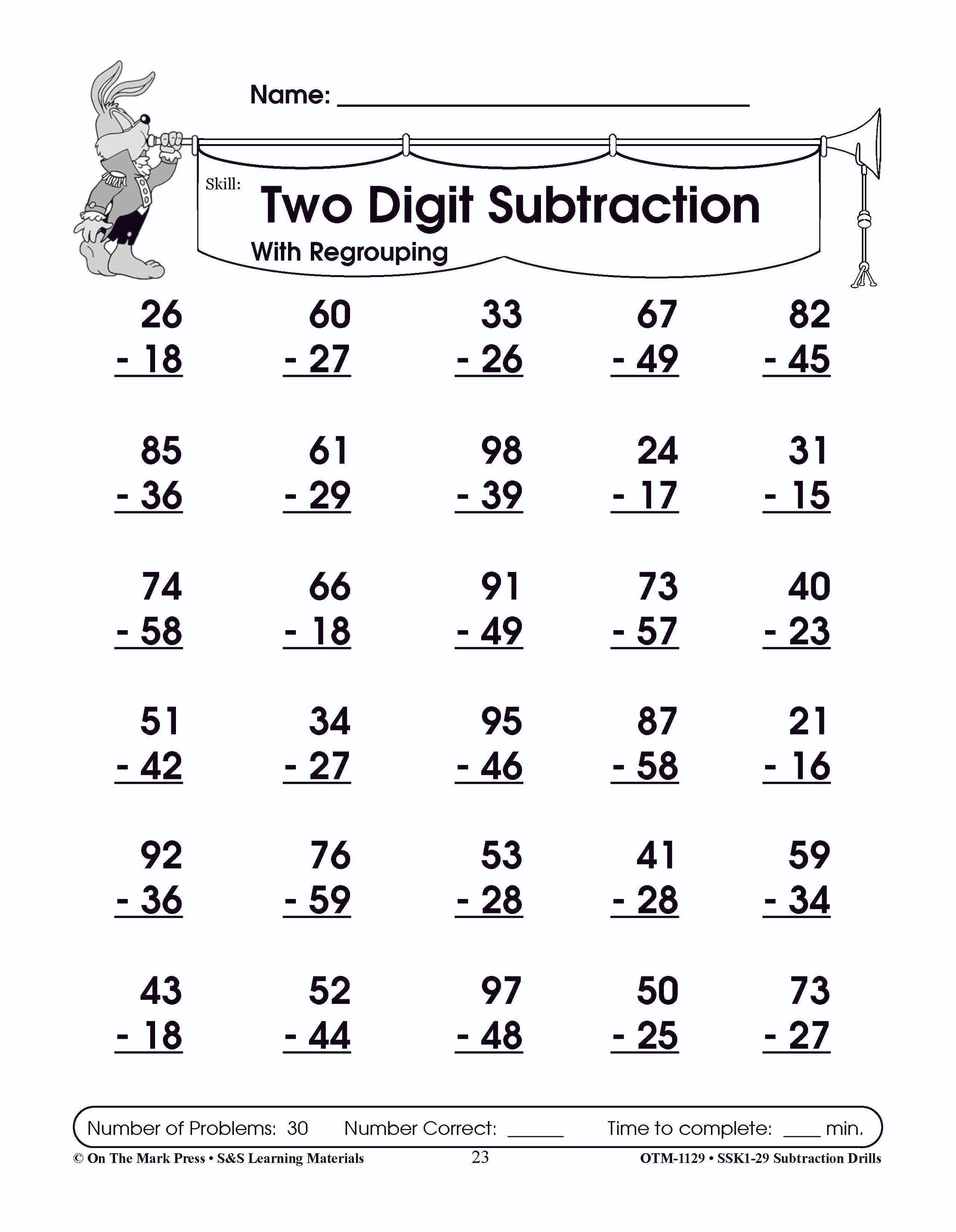 Subtraction Fact Drills Grades 1-3