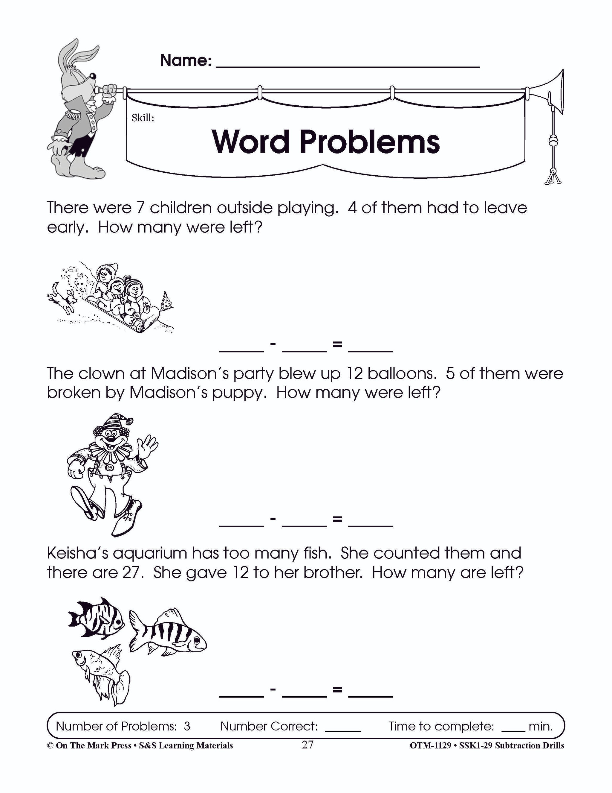 Subtraction Fact Drills Grades 1-3