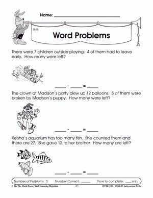 Subtraction Fact Drills Grades 1-3