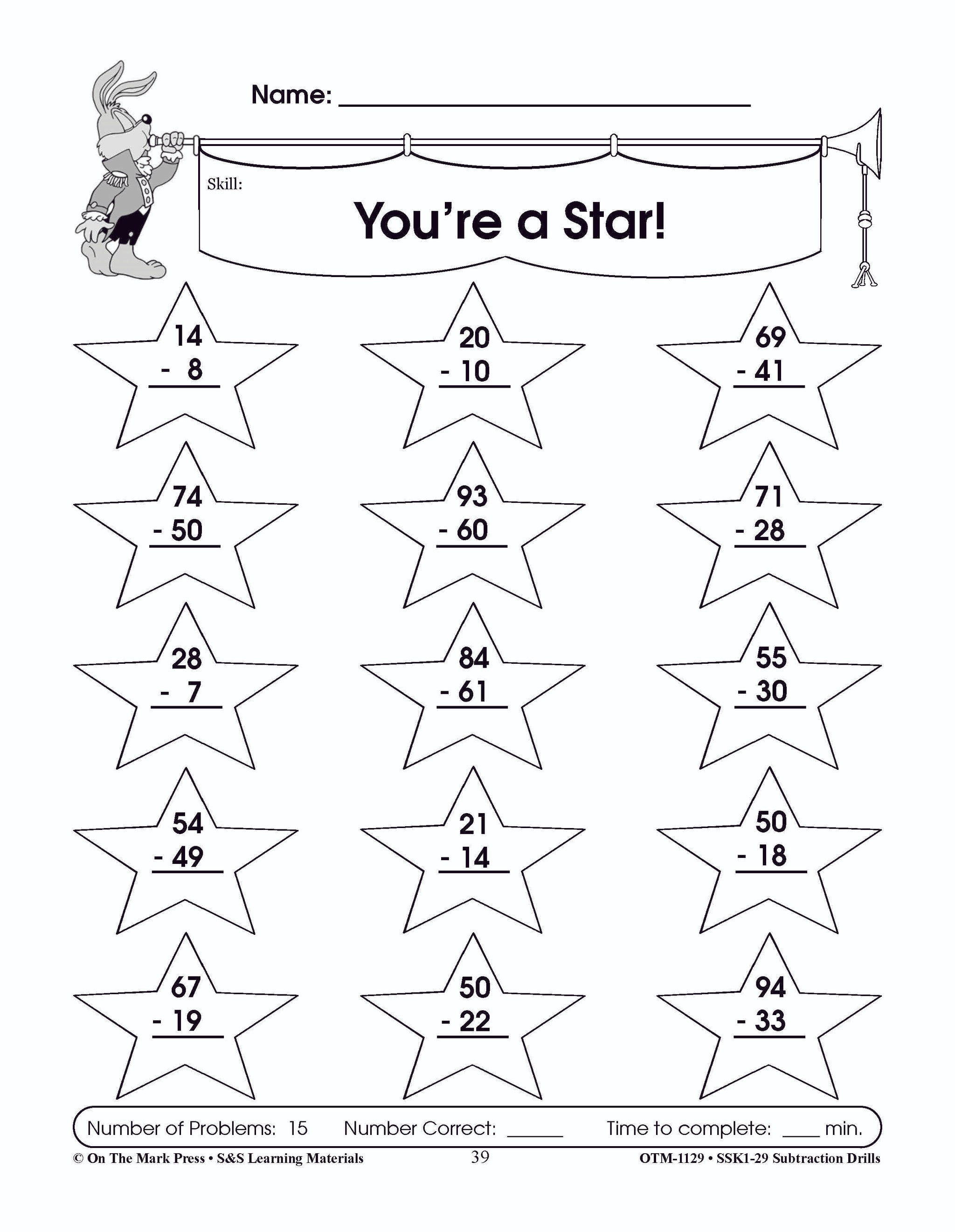 Subtraction Fact Drills Grades 1-3