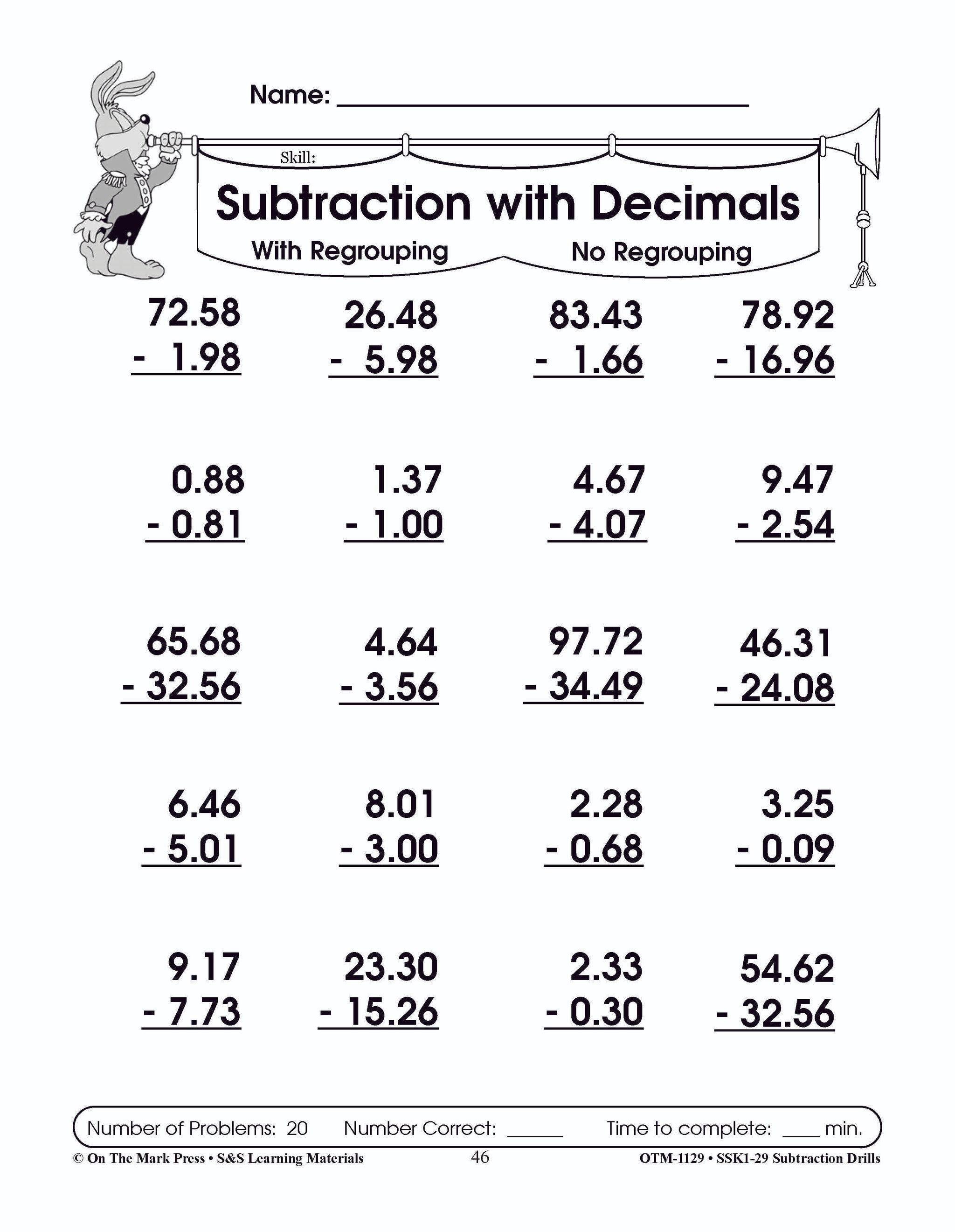 Subtraction Fact Drills Grades 1-3