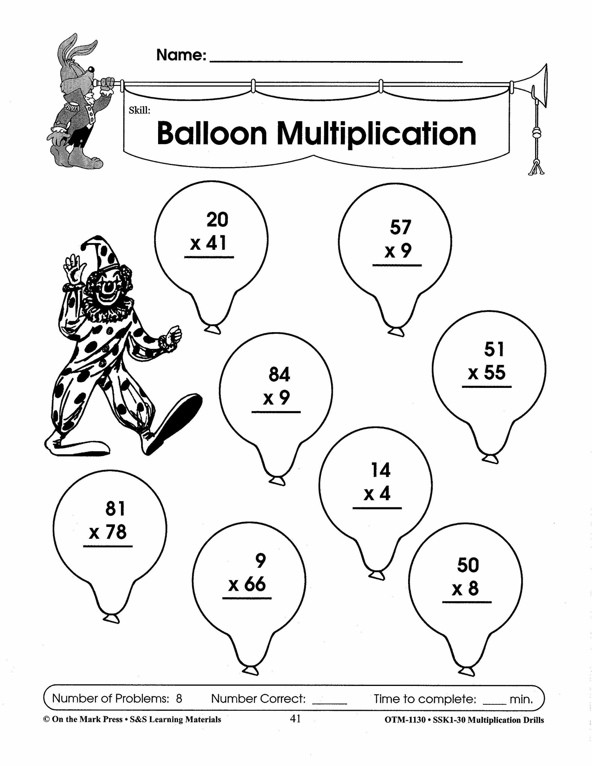 Multiplication Drills Grades 4-6