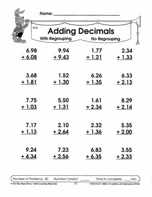 Addition & Subtraction Drills Bundle! Grades 1-3