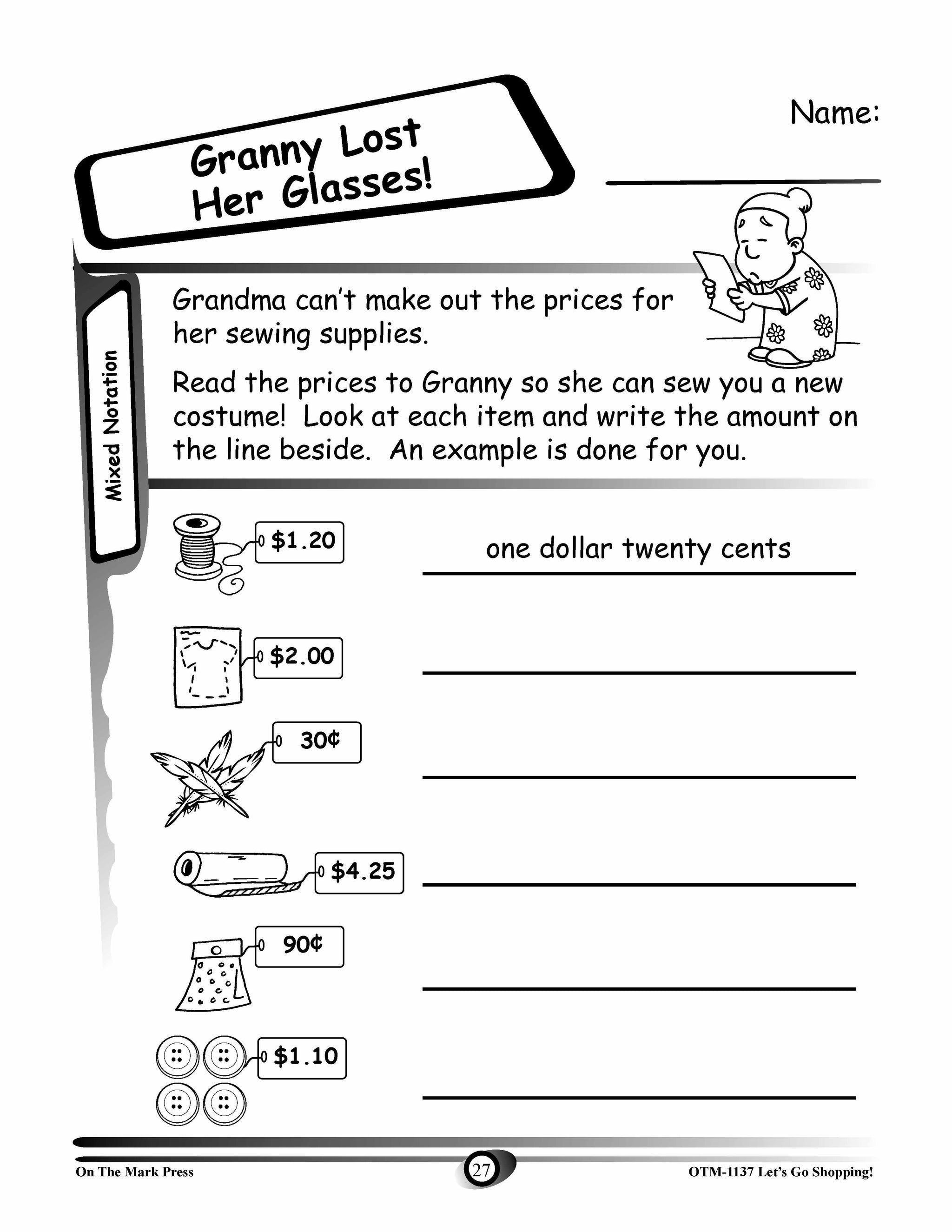 Let's Go Shopping with US Currency using real- life scenarios Grades K-3