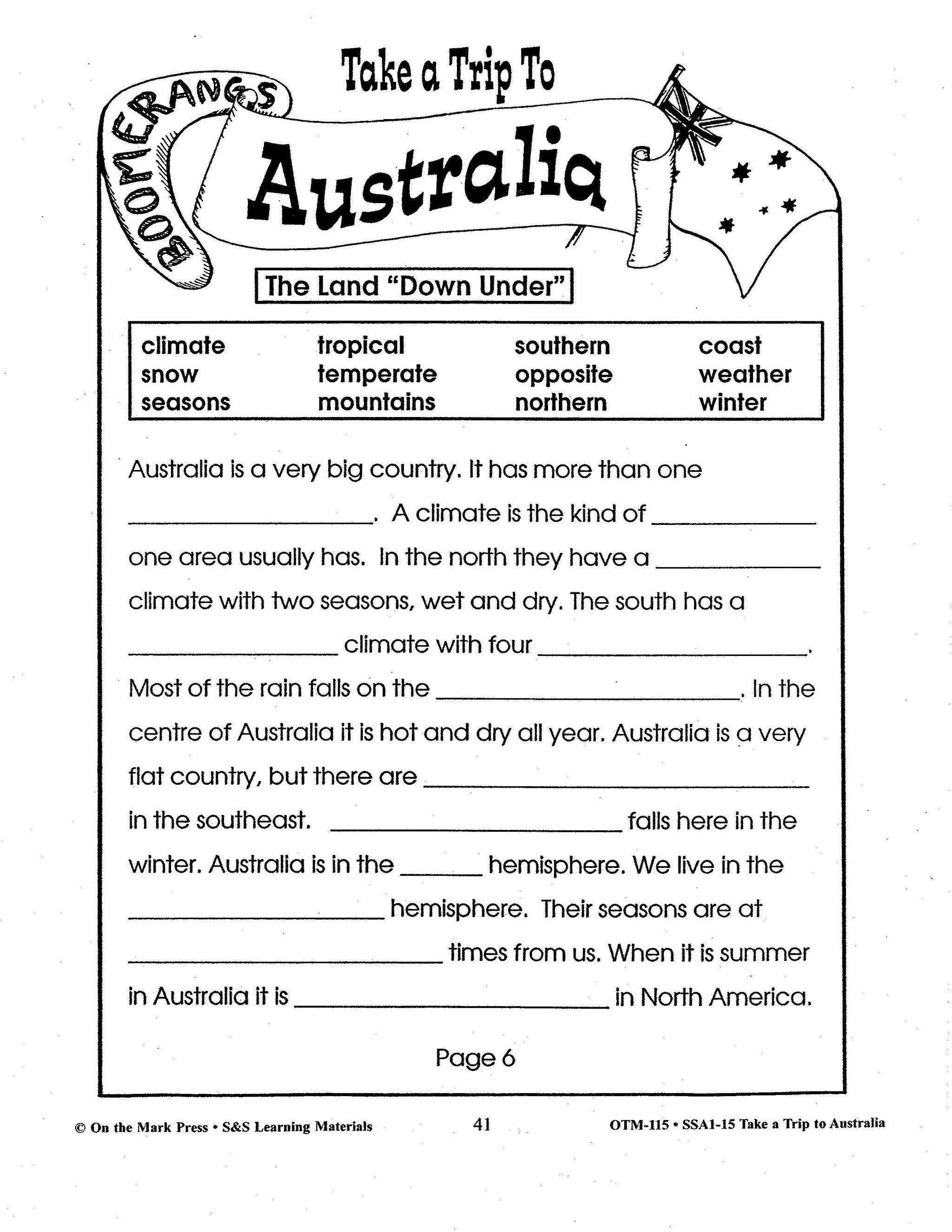 Take a Trip to Australia Grades 2-3