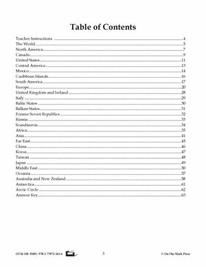 Outline Maps of the World Grades 1-8