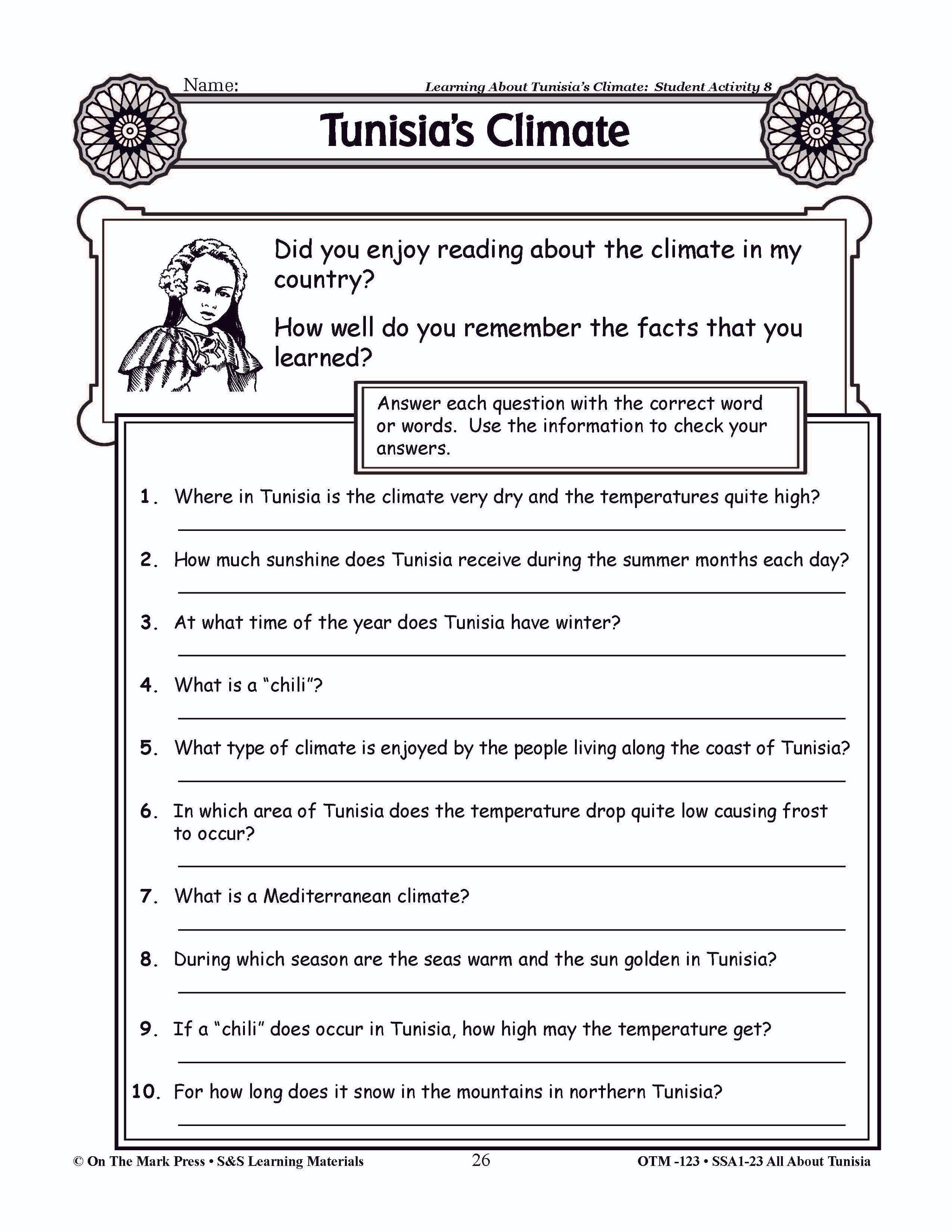 All About Tunisia Grades 3-5