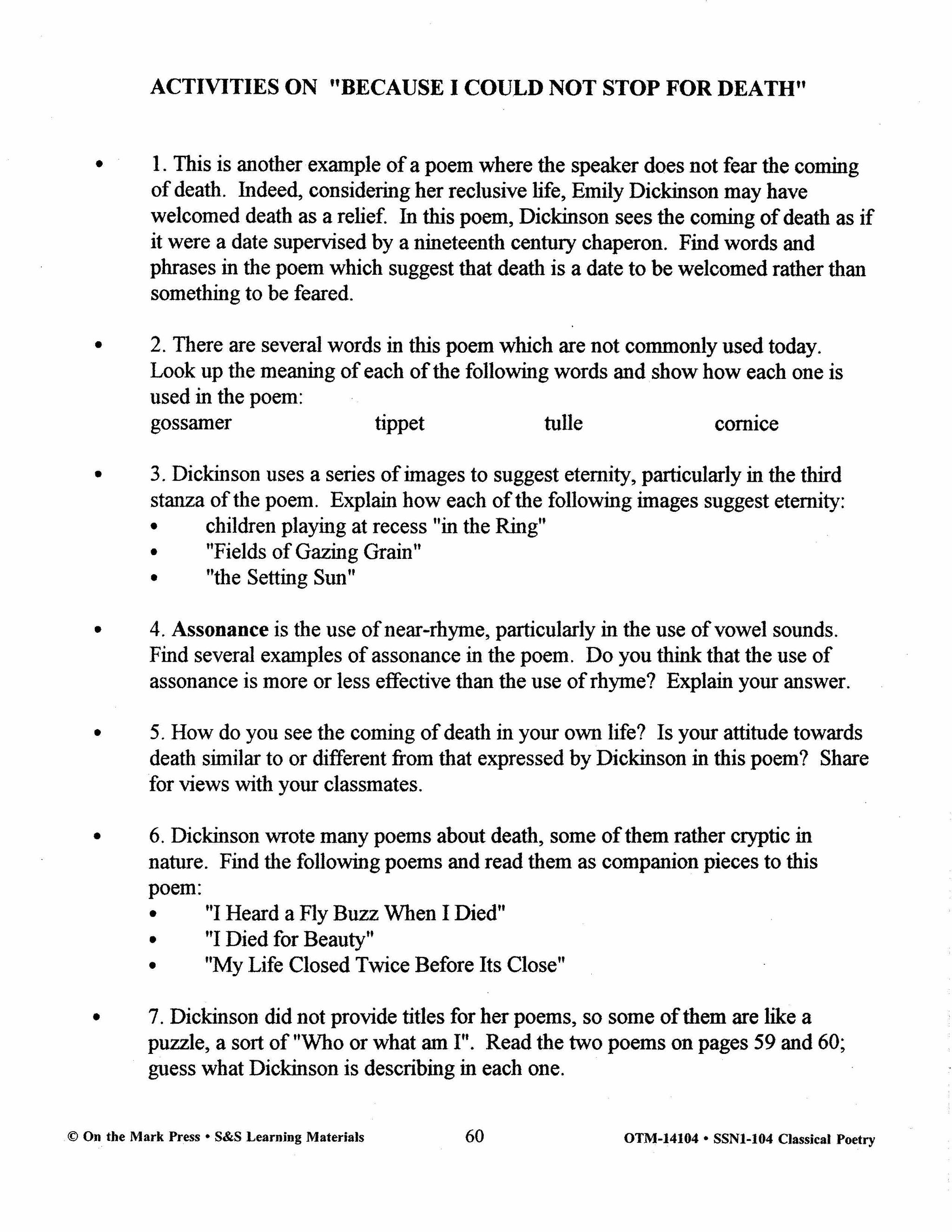 Classical Poetry from the Elizabethan Age to the Nineteenth Century Grades 7-12